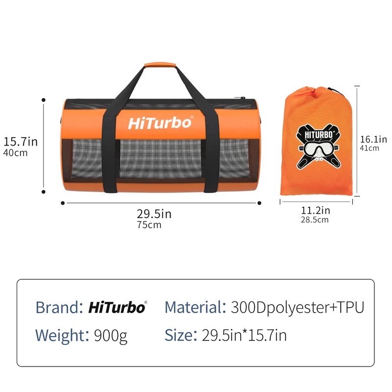 Hiturbo Mesh Dive Duffel Bag: Scuba Gear Bag Diving, Snorkeling, Freedive