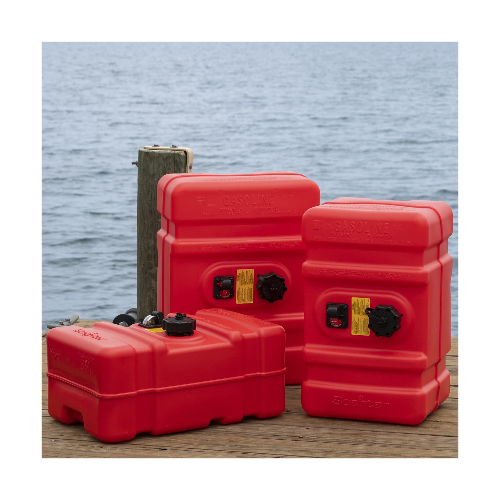 Scepter 12 Gallon Portable Marine Gas Can, Large Capacity Boat Fuel Tank, 2-W…