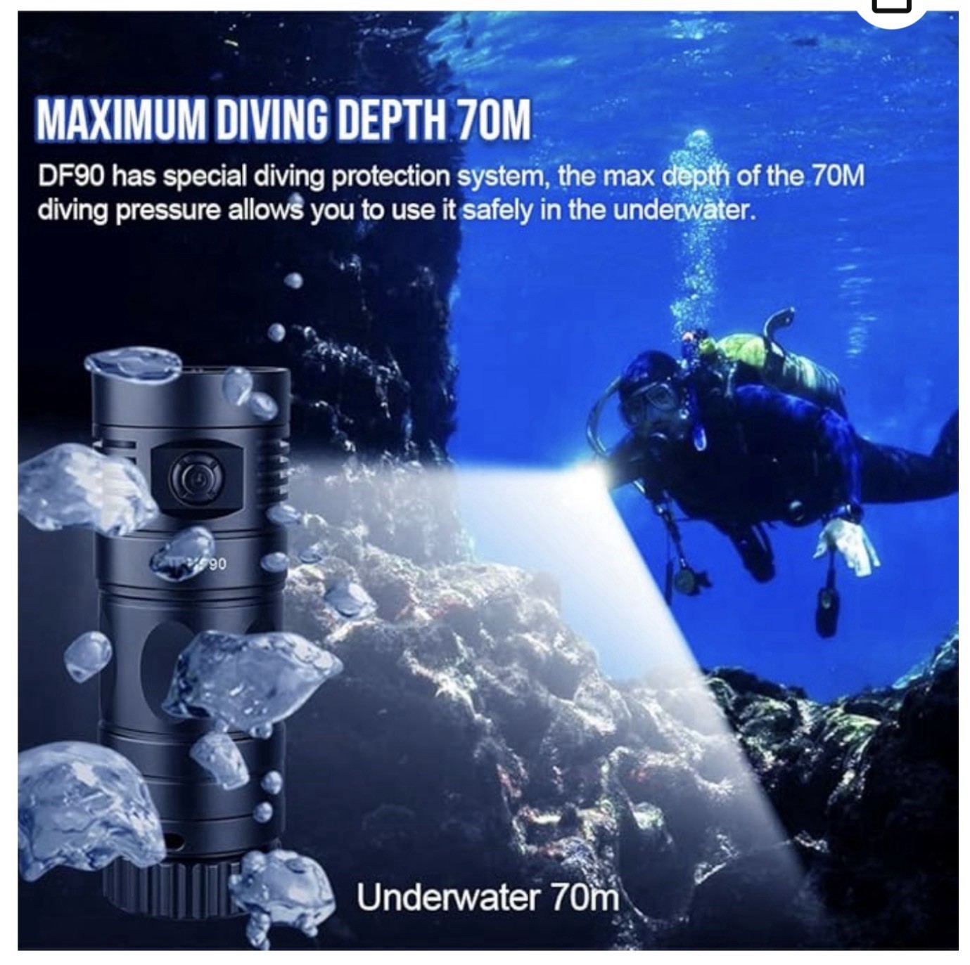 Trustfire Df90 Diving Flashlight 15,000LM 70 Meter Depth 168M Throw