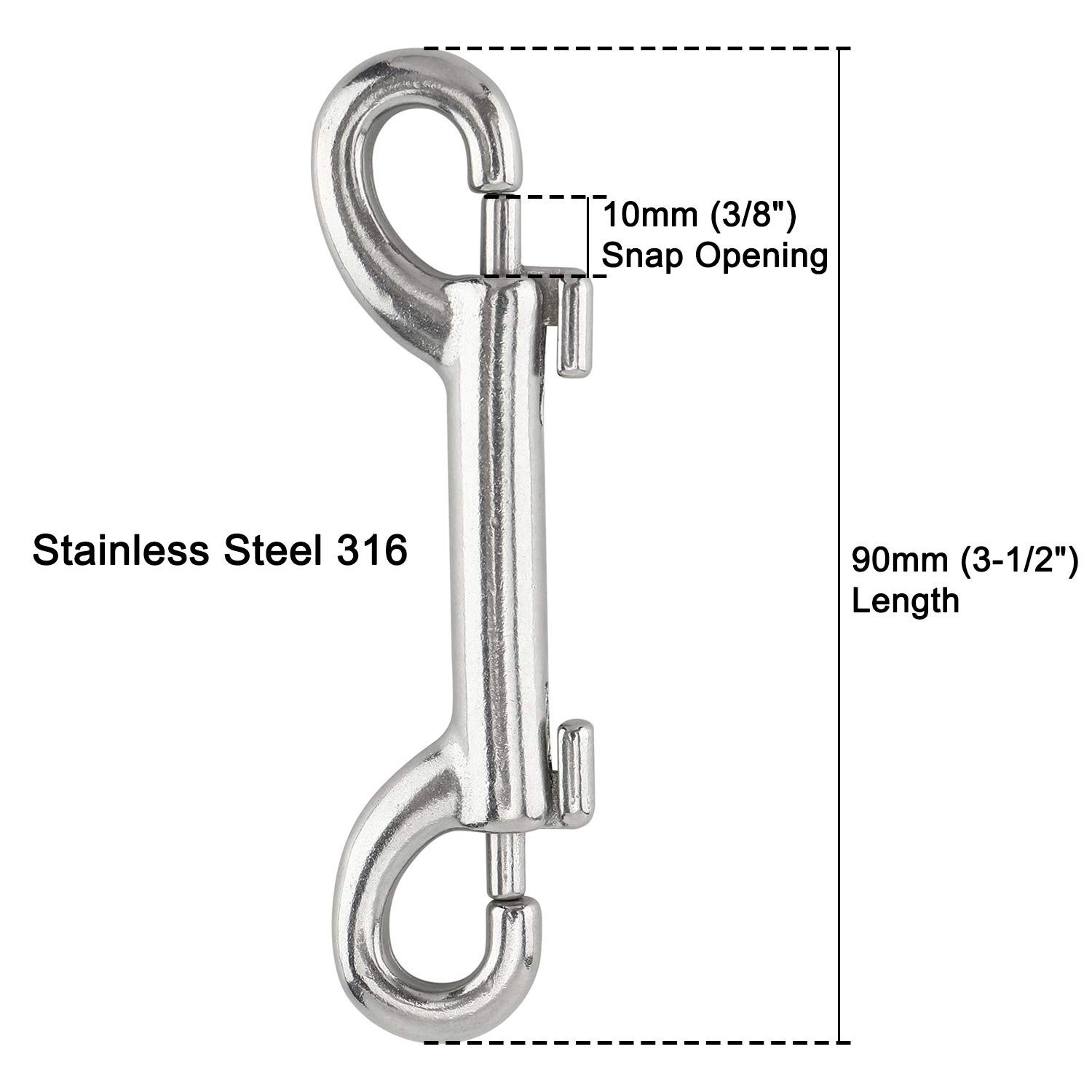 Yaegoo 4 Pack 316 Stainless Steel Double Ended Bolt Snap Hook, 3-1/2 Inch Mar…