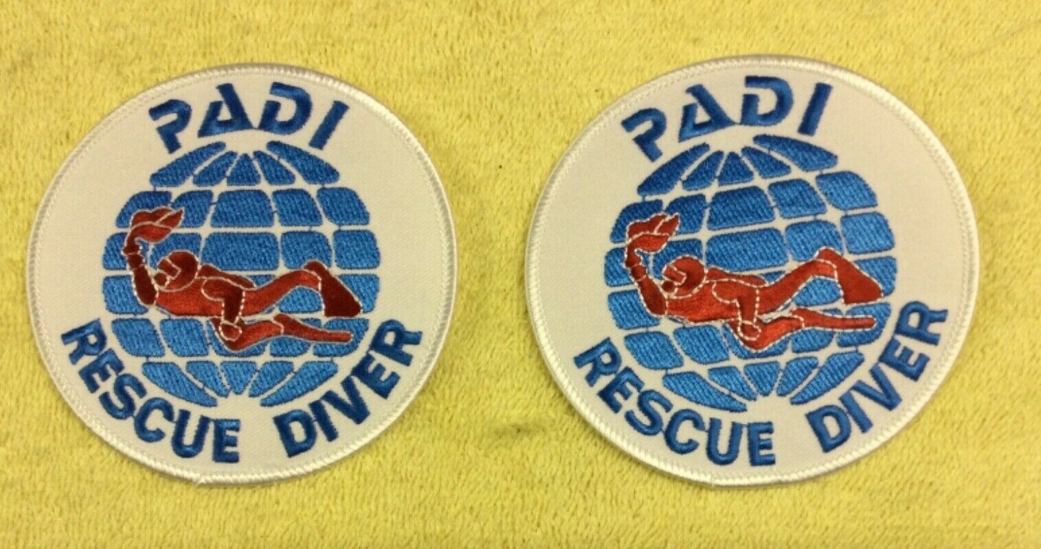 PADI RESCUE DIVER SCUBA PATCHES – 2 PATCHES TOTAL