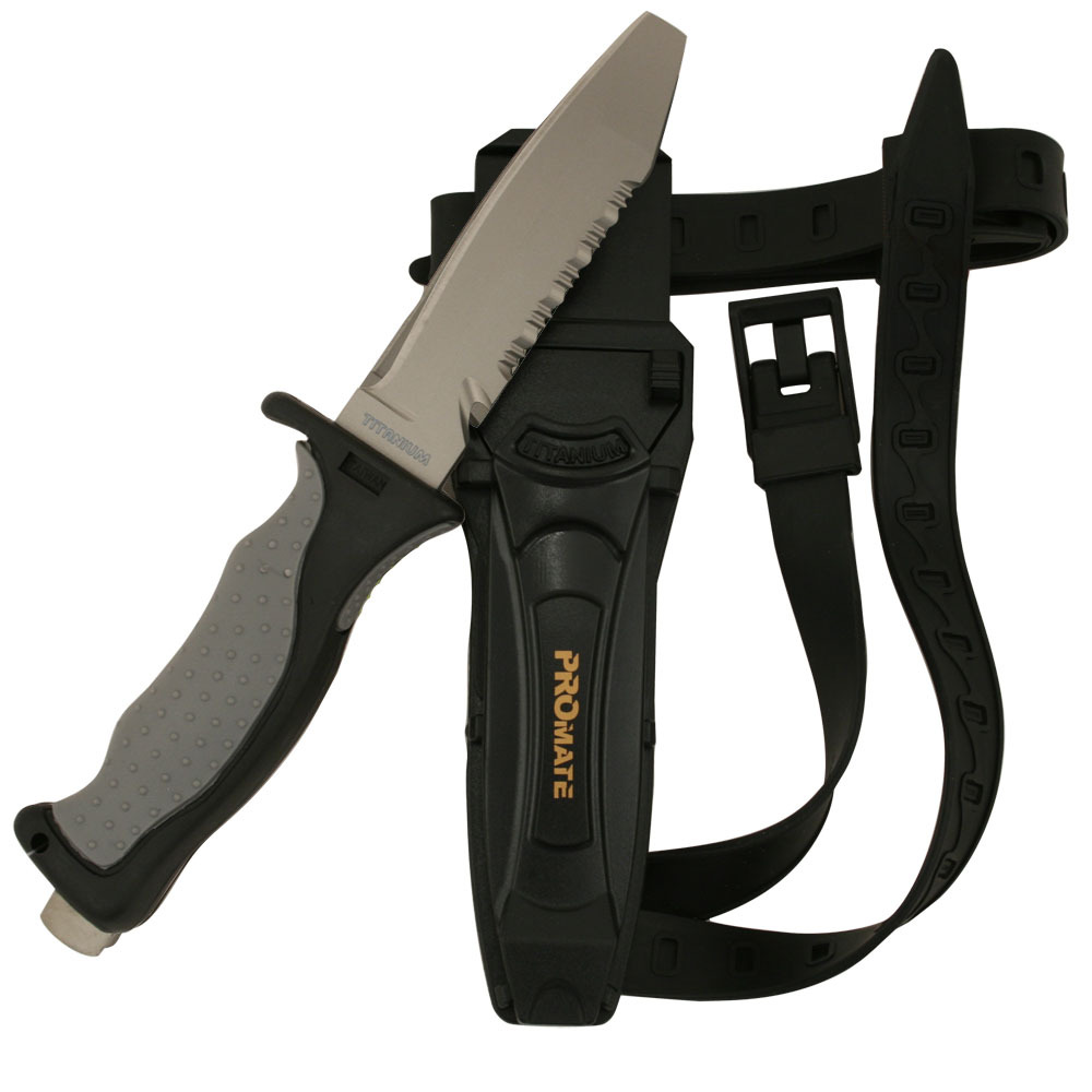 Promate Blunt Tip Titanium Blade Dive Knife Scuba Diving Snorkeling Full Tang