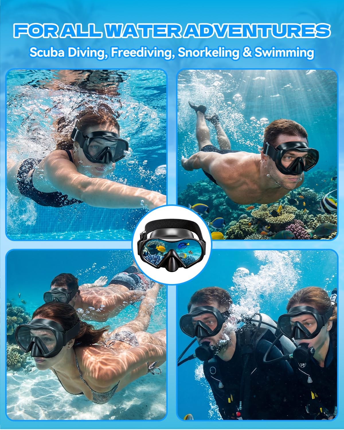 Aegend 2-Pack Snorkel Mask Goggles Nose Cover Adjustable Soft Knitted Strap