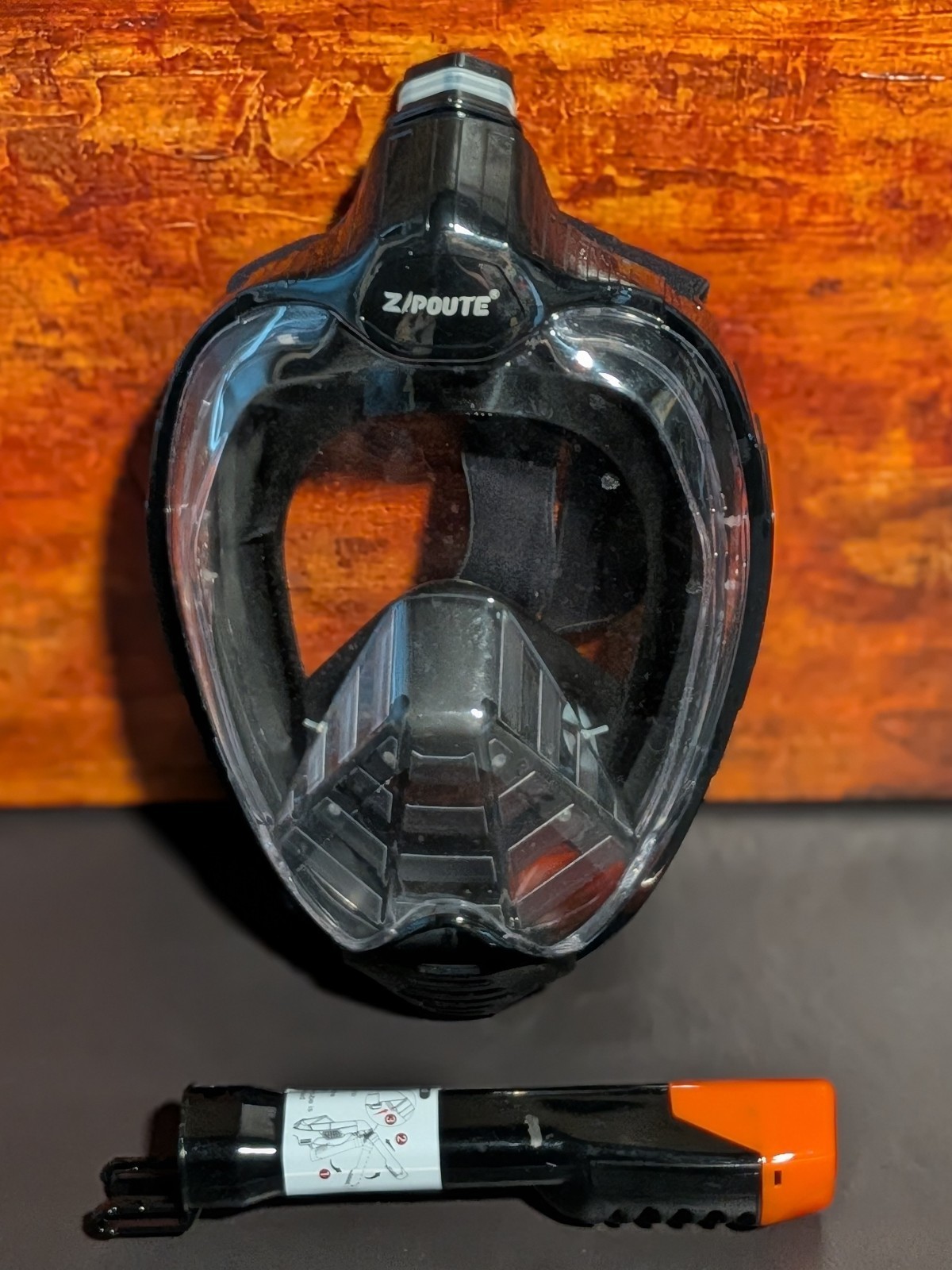 ZIPOUTE Snorkel Mask Full Face Swimming Diving Adult Size L/XL Black