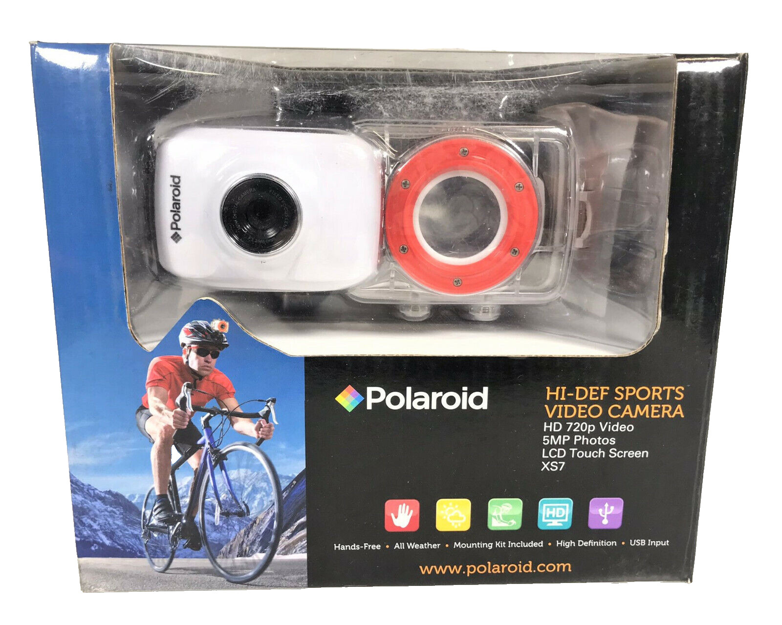 Sports Action Camera Polaroid XS7 HD 720p 5MP Waterproof LCD Touch Screen