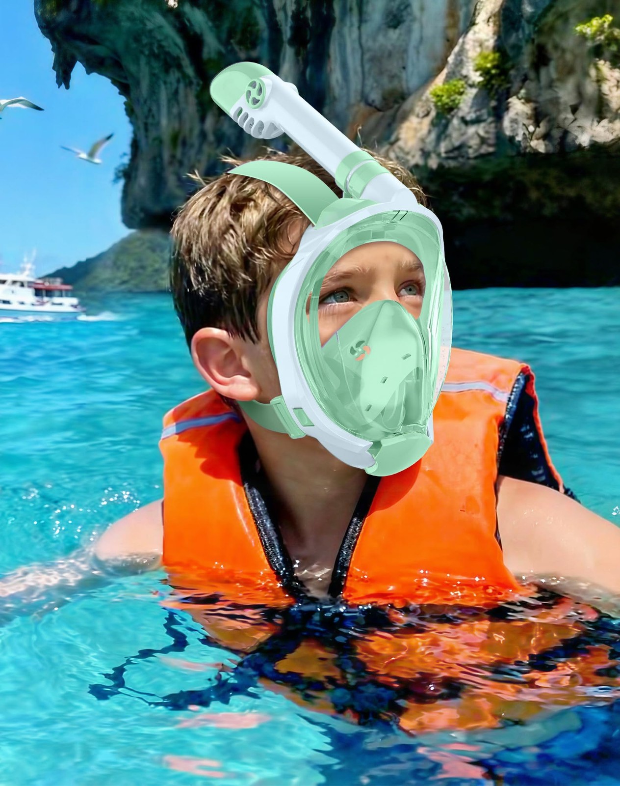 Greatever Snorkeling Gear for Kids, Ideal Gifts of Kids A12-Purple Cyan