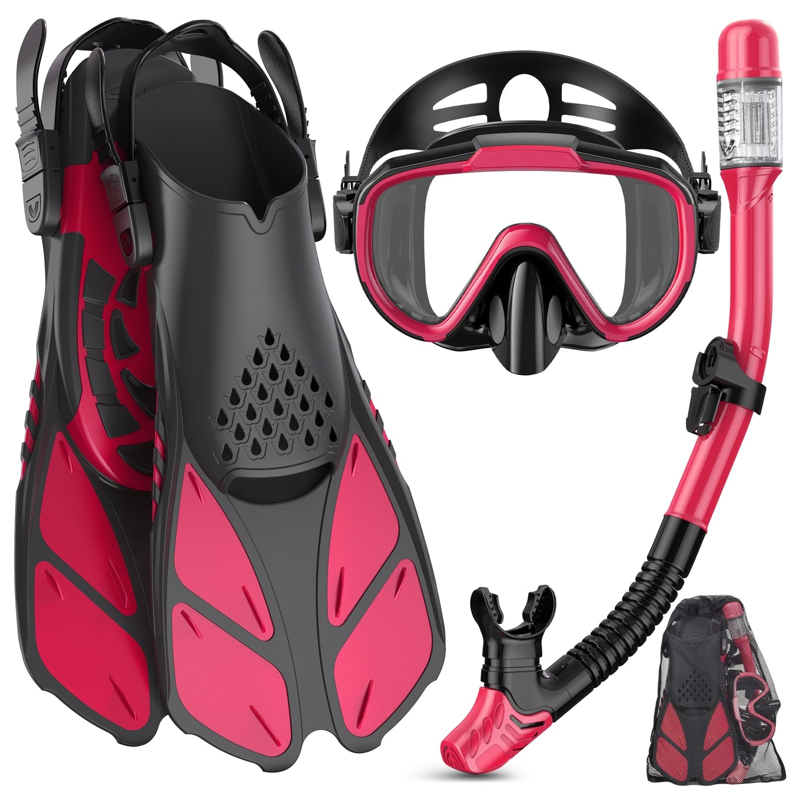 Ubekezele Snorkeling Gear for Adults Men Women,4 in 1 Snorkel Set with Panora…