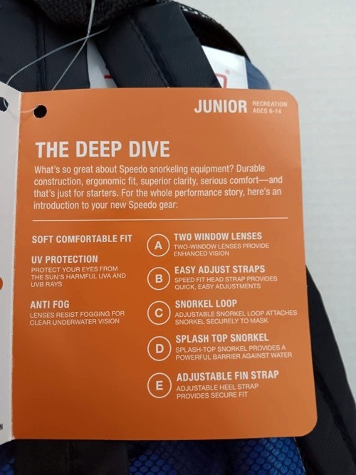 NWT Speedo Dive Junior Exploration Set S/M Jr Reefscout Mask Snorkel Fin Set
