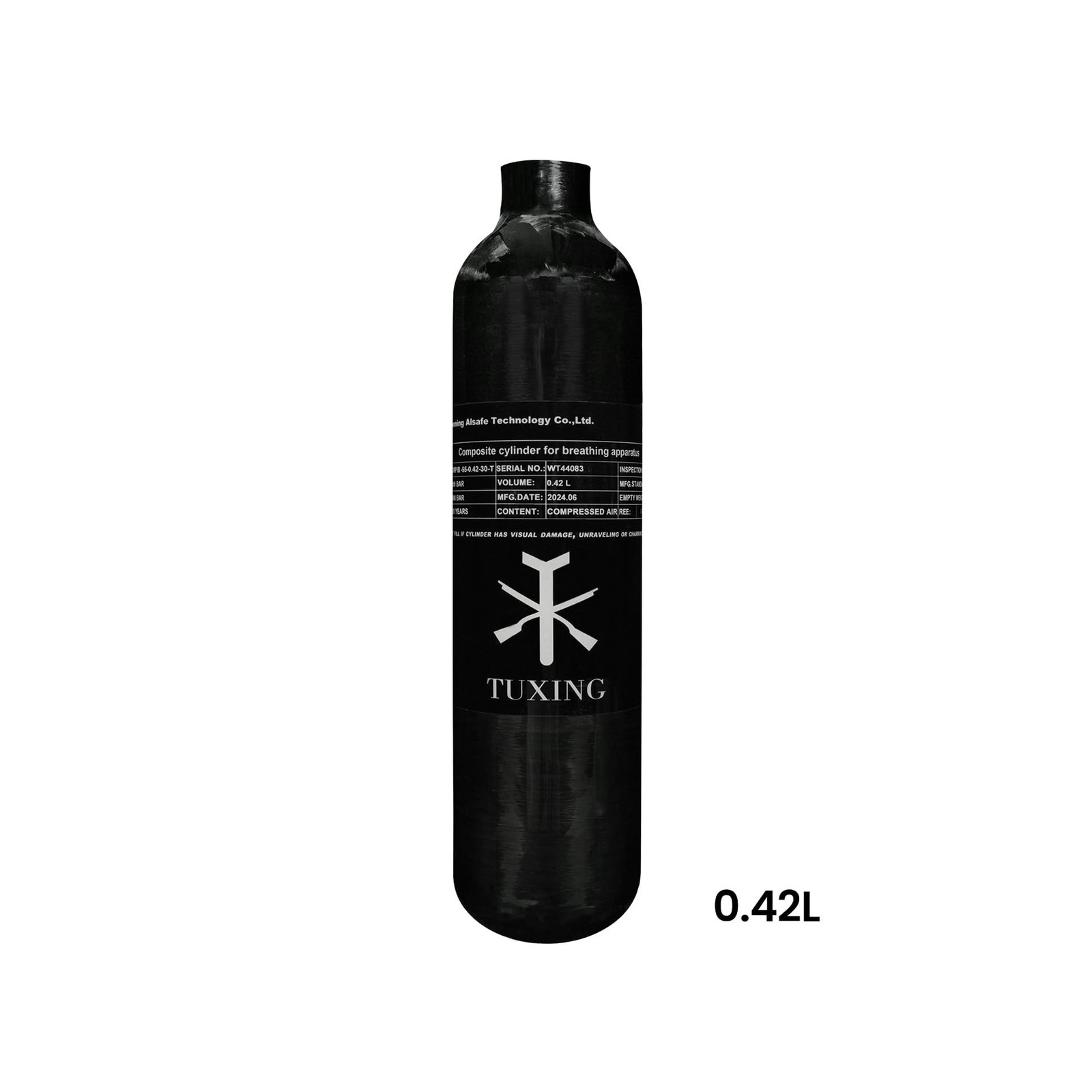 TUXING 4500Psi Pcp Air Tank 0.42L 25Cu in 420cc Carbon Fiber HPA Tank,Gas Cyl…