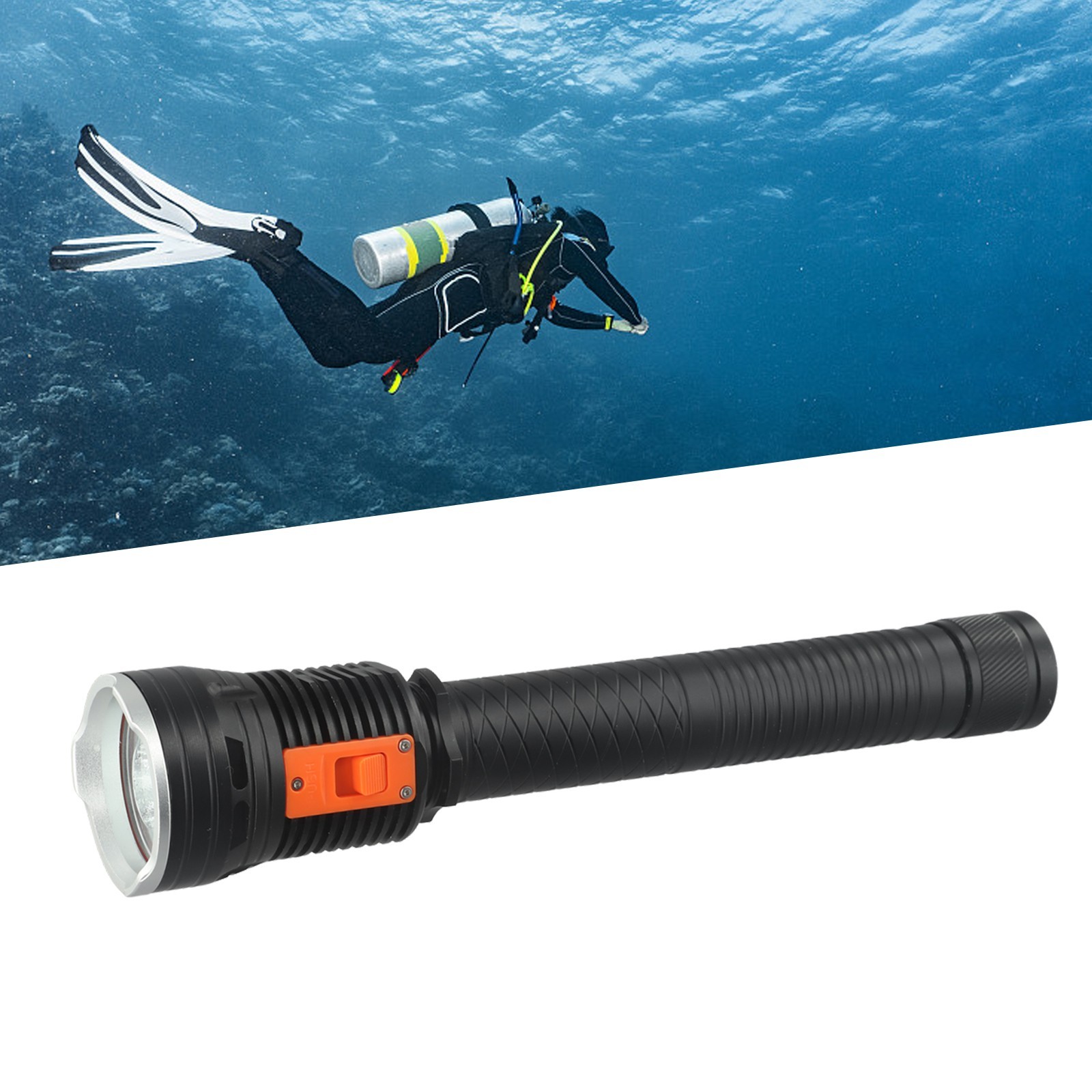 Efficient P70 LED Diving Flashlight Waterproof for Exploration and Safety