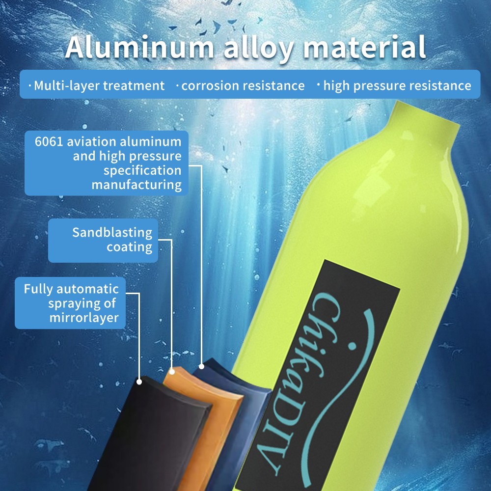 Portable Scuba Tank Lung Tank, 1L 3000 PSI Diving Gear for Emergency Backup Air