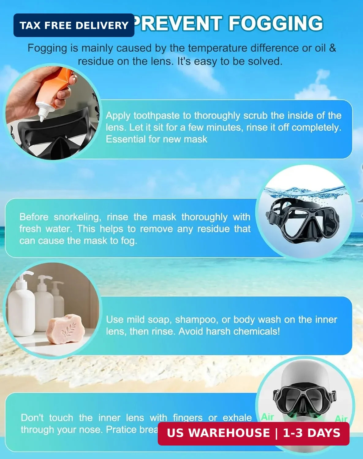 Greatever Dry Snorkel Set,Panoramic Wide View Anti-Fog Scuba Large, Black