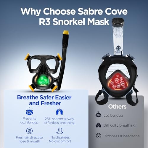 Full Face Snorkel Mask for Adults Teen, Snorkel Mask with Ear Medium Black