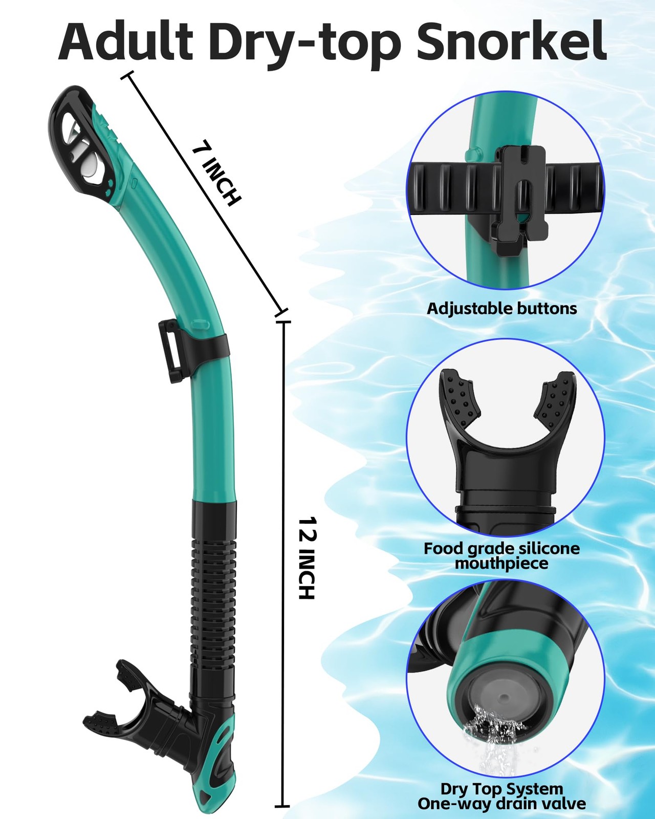 Adult Dry Snorkel Set Scuba Diving Mask with Mirrored Blue Len, Tempered Glas…