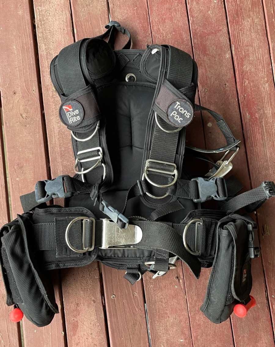 Dive Rite TransPac L/XL Scuba Adjustable Backplate Harness Modular System XCNT