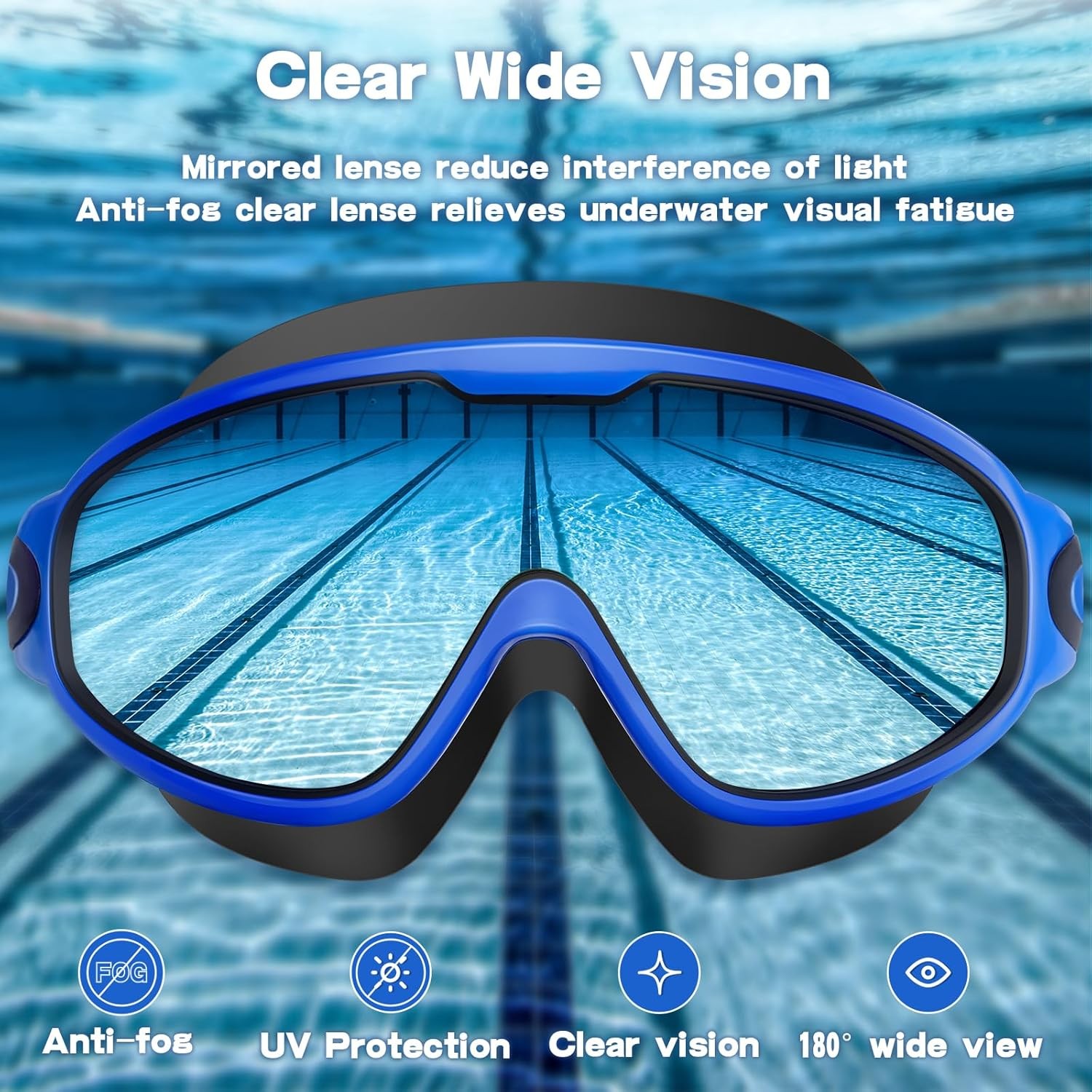 Swim Goggles 2 Pack for Adult Men Women, Anti-fog UV Blue & Purple