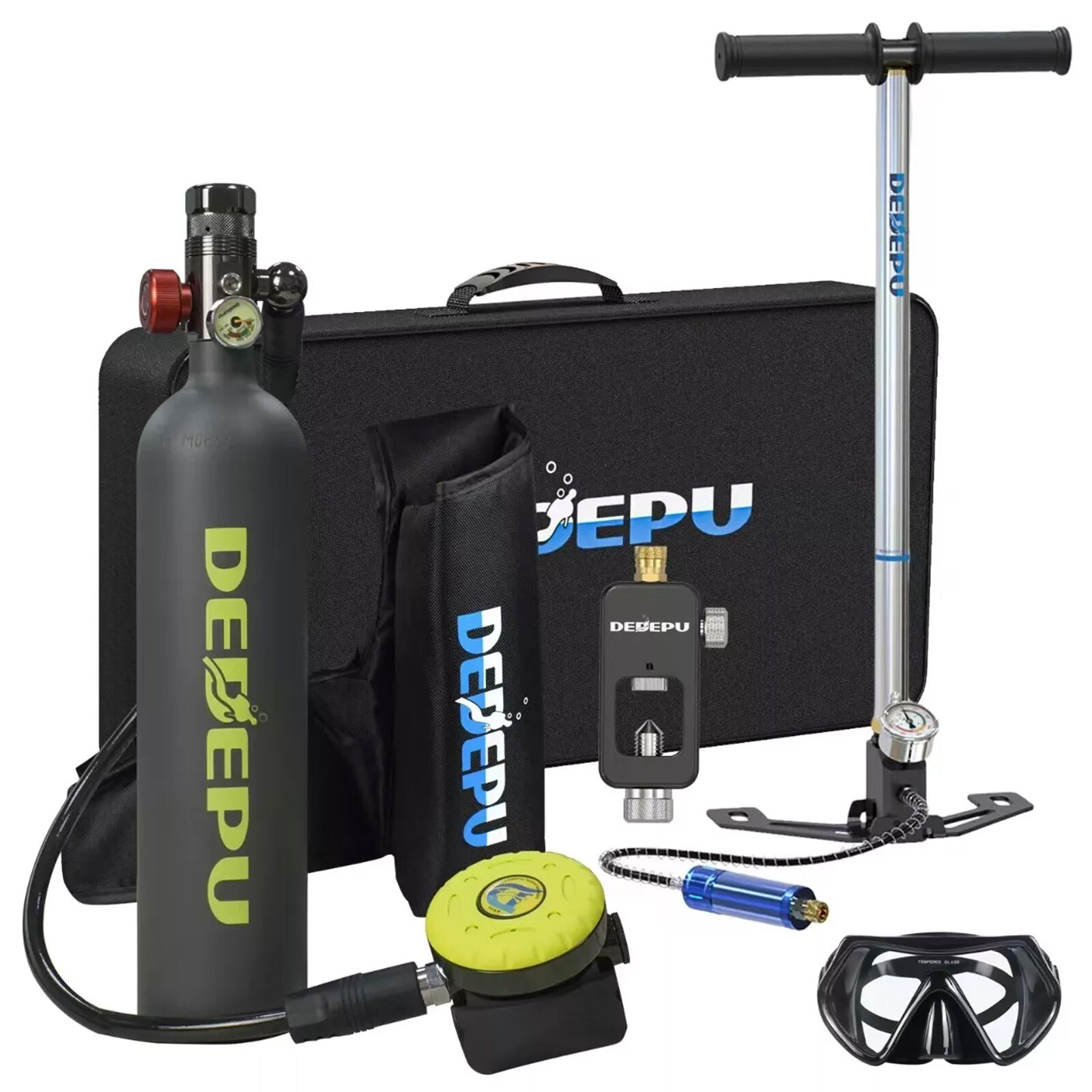 DEDEPU Scuba Diving Kit Full Face Snorkel Mask 1L Air Oxygen Tank Underwater US