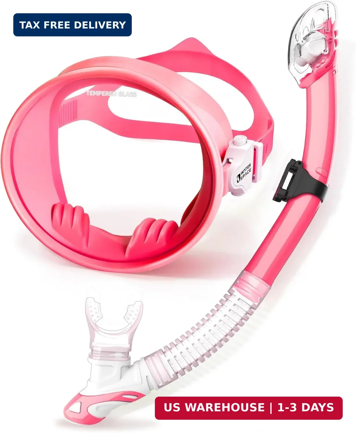 Water Space Snorkeling Gear for Adults Women Men Youth, Dry Top Snorkel Mask Set