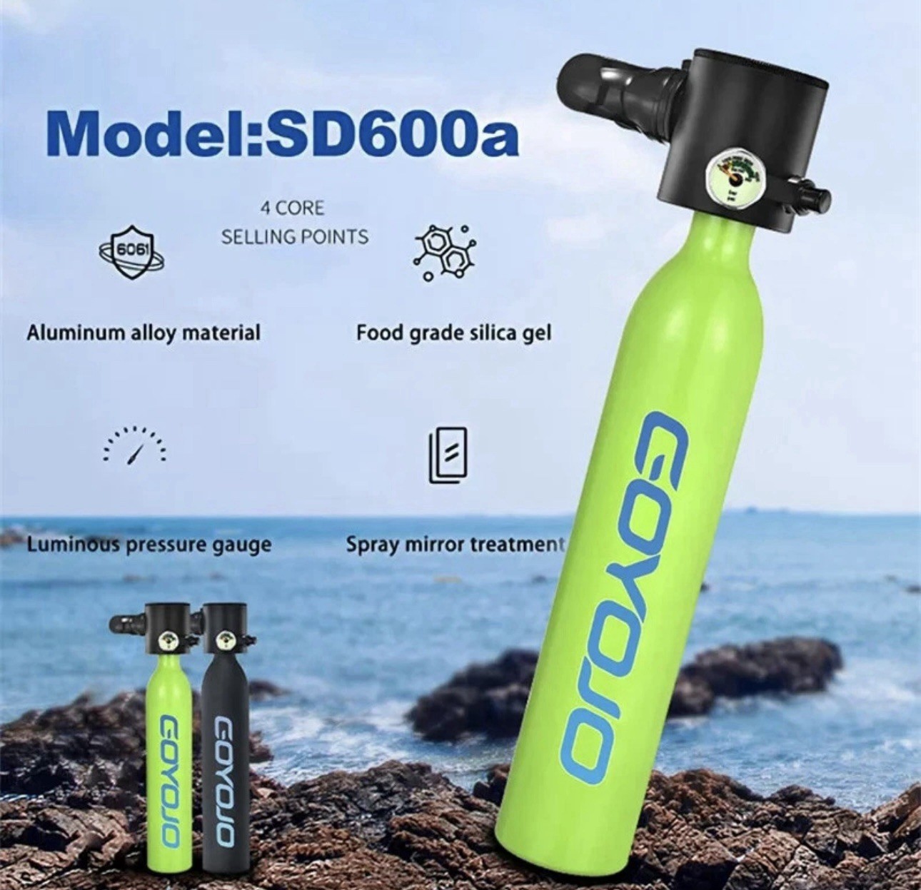 GOYOJO 0.5L Mini Tank Diving Scuba Tank,5-10 Mins Underwater Breather Oxygen Kit