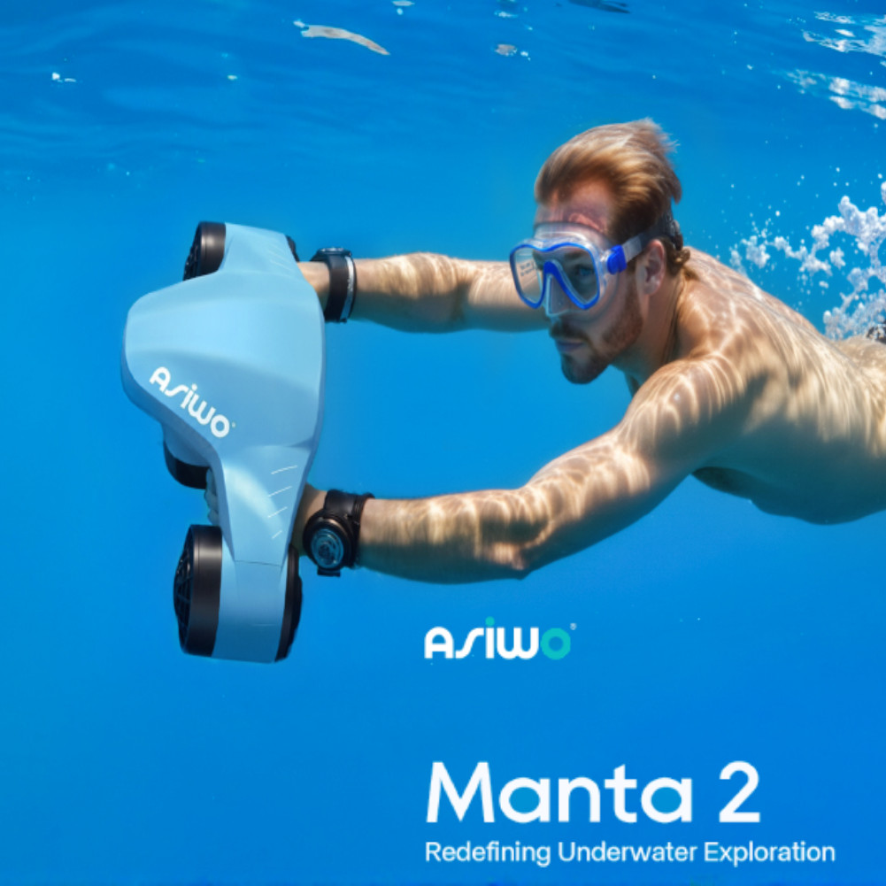 Asiwo Manta 2 Underwater Scooter 3-Speed Mode 90 Min Runtime Action Camera Mount