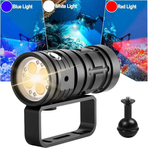 10000Lumens Diving Flashlight Underwater 100M Video Camera Photography Light