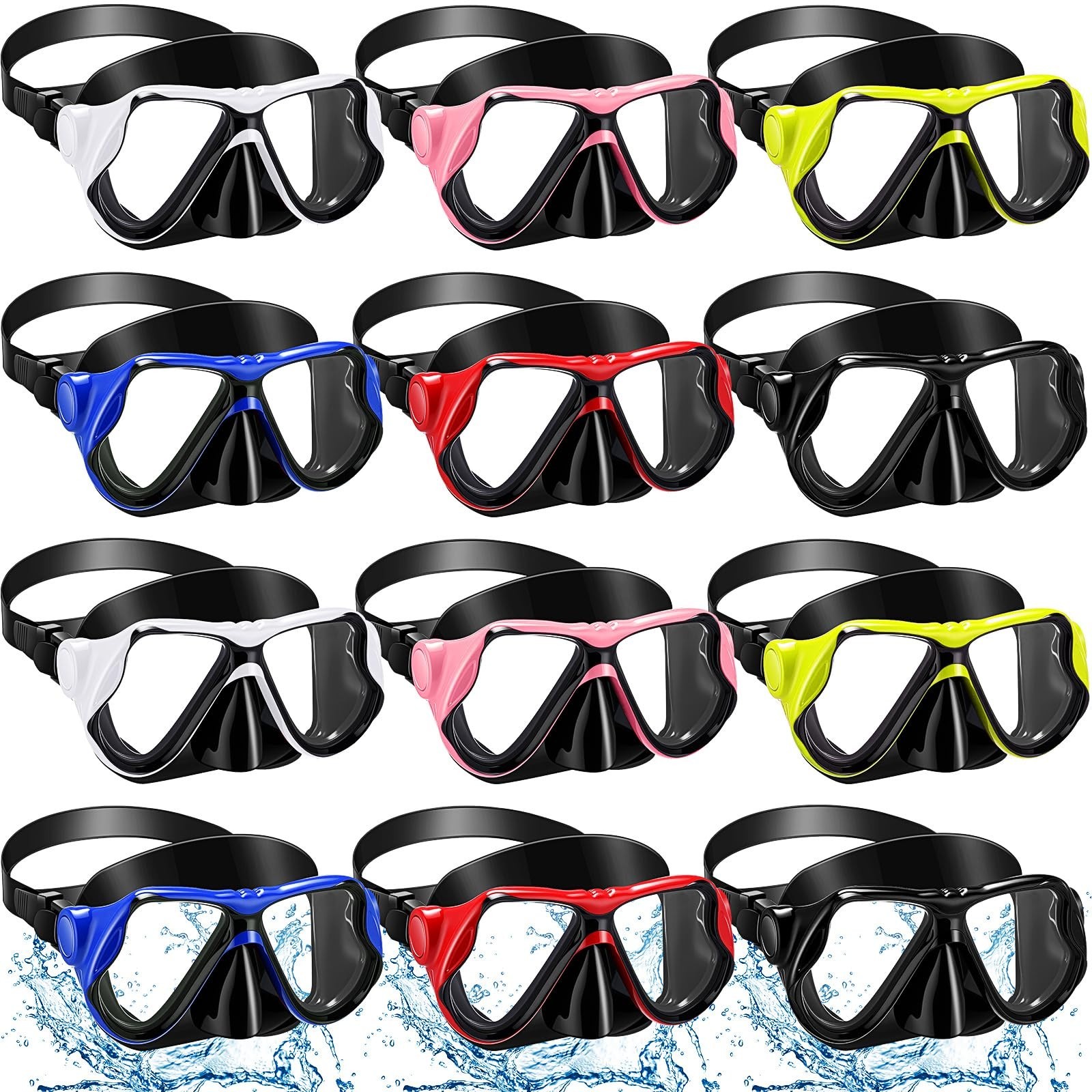 12 Pcs Anti-Fog Snorkeling Goggles & Dive Masks for Adults – Panoramic Swim Gear
