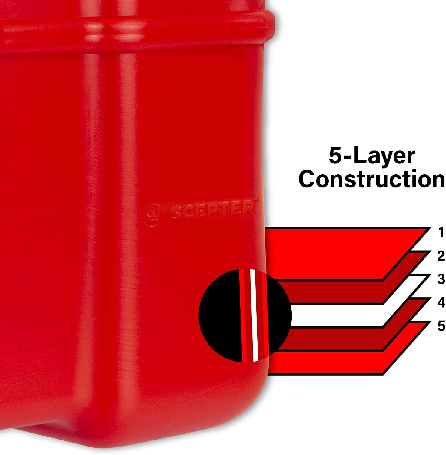 Scepter 12 Gallon Portable Marine Gas Can, Large Capacity Boat Fuel Tank, 2-Way