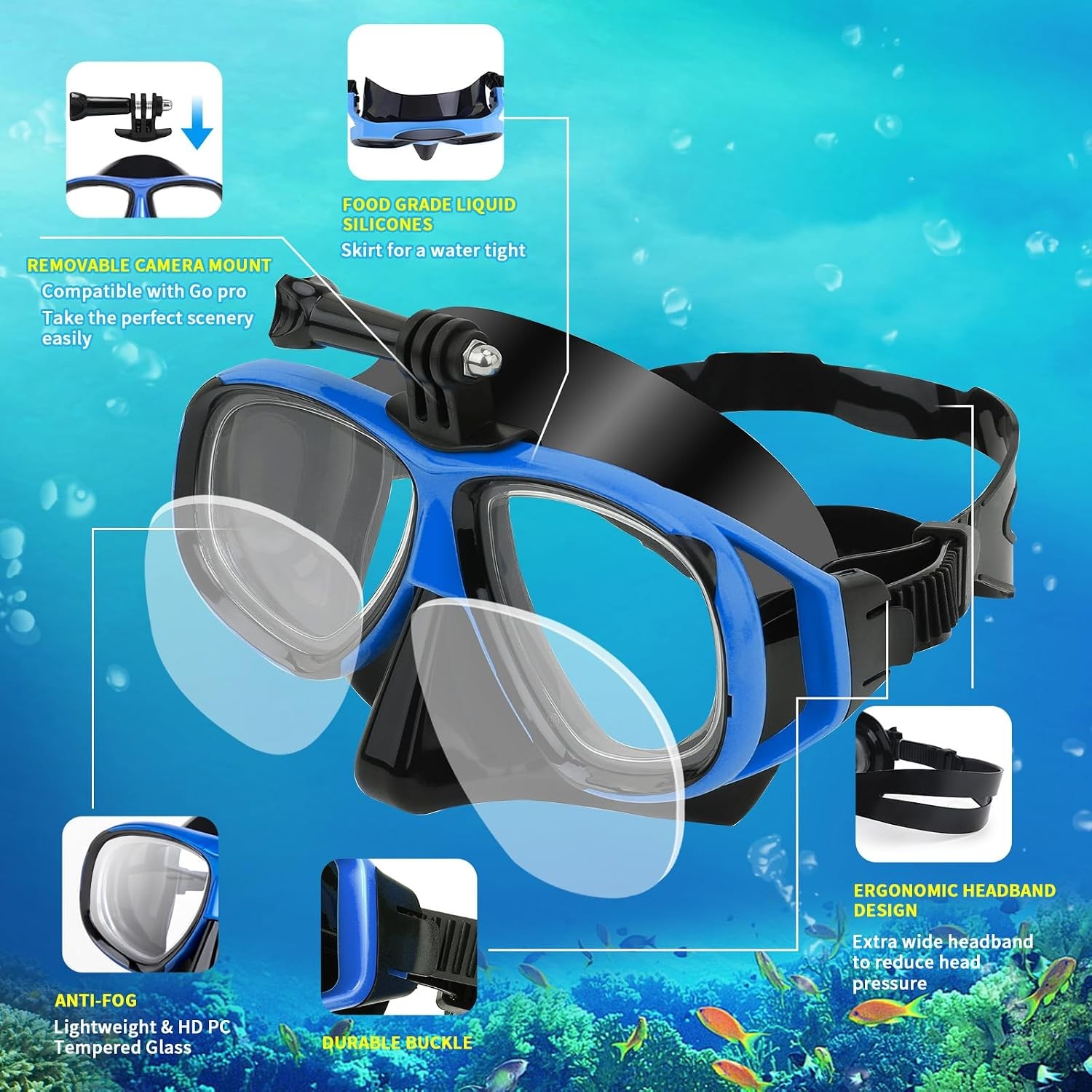 Nearsighted Snorkeling Gear for Adults Youth, Professional Shortsighted Full Dry