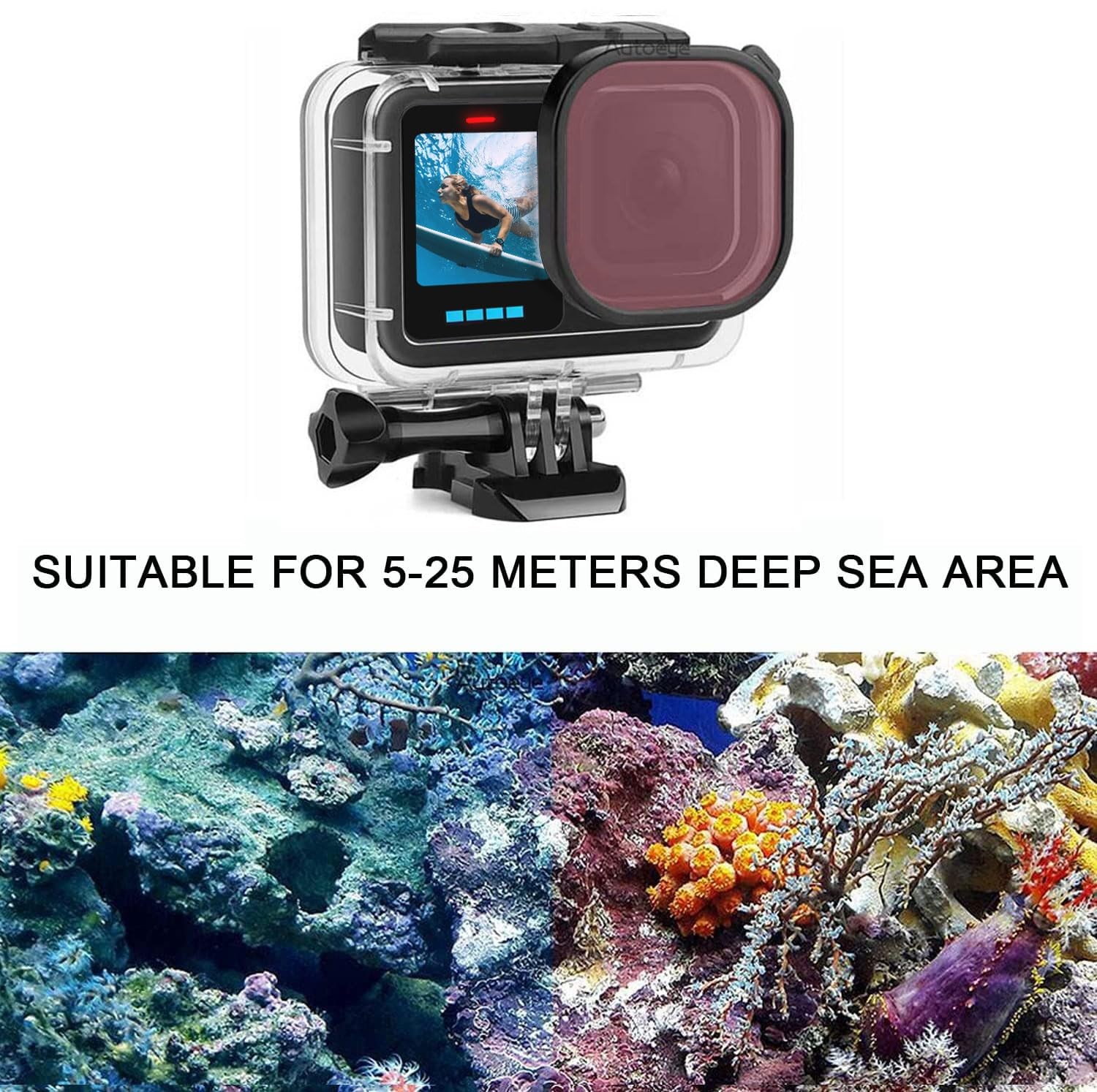 FitStill 60M/196FT Underwater Waterproof Protective Case for Go Pro black