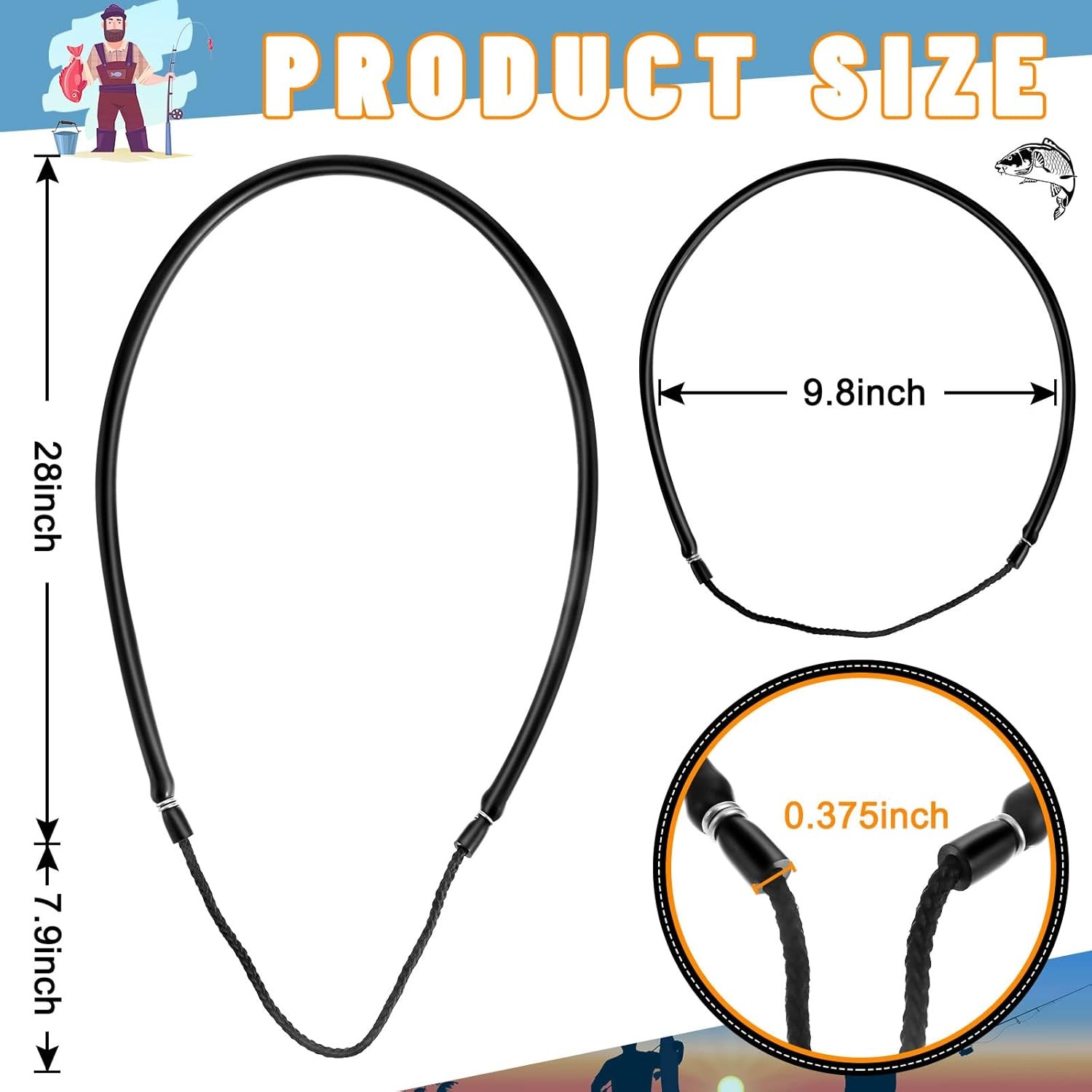 3 Pcs Pole Spear Sling Rubber Speargun Bands Ice Fishing Ice Spearing Equipment