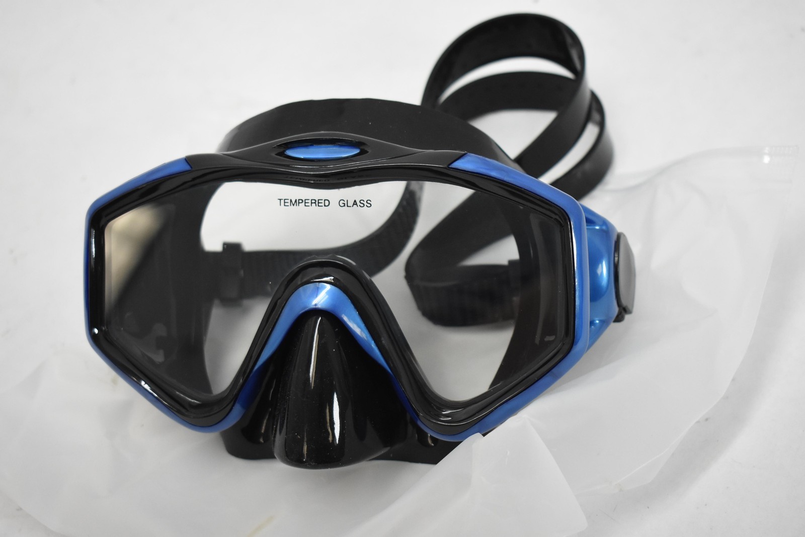 Snorkel and Mask Set Adult Blue Black Tempered Glass Scuba Diving Swim Gear New