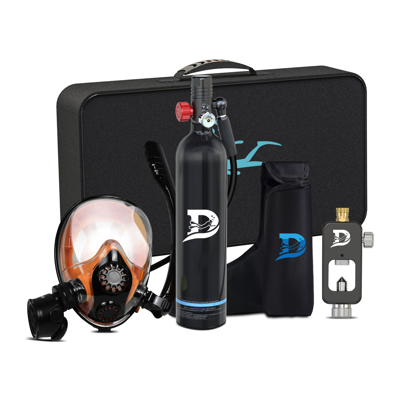 1.0L Scuba Tank Snorkel Diving Mask Support 15-20 Minutes Underwater Breathing