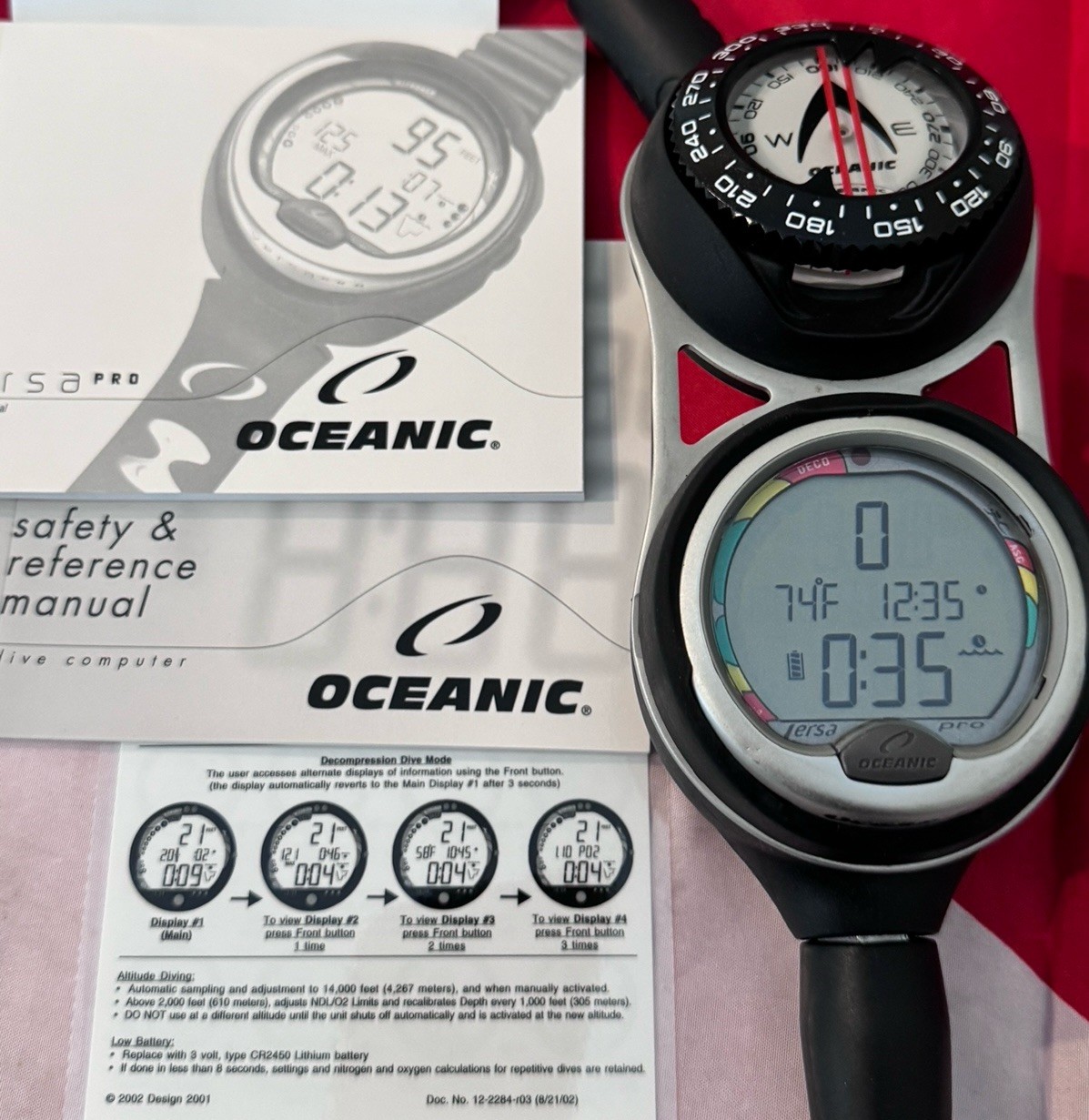 OCEANIC VERSA PRO NITROX COMPUTER CONSOLE ORIGINAL WITH MANUAL FRESH BATTERY