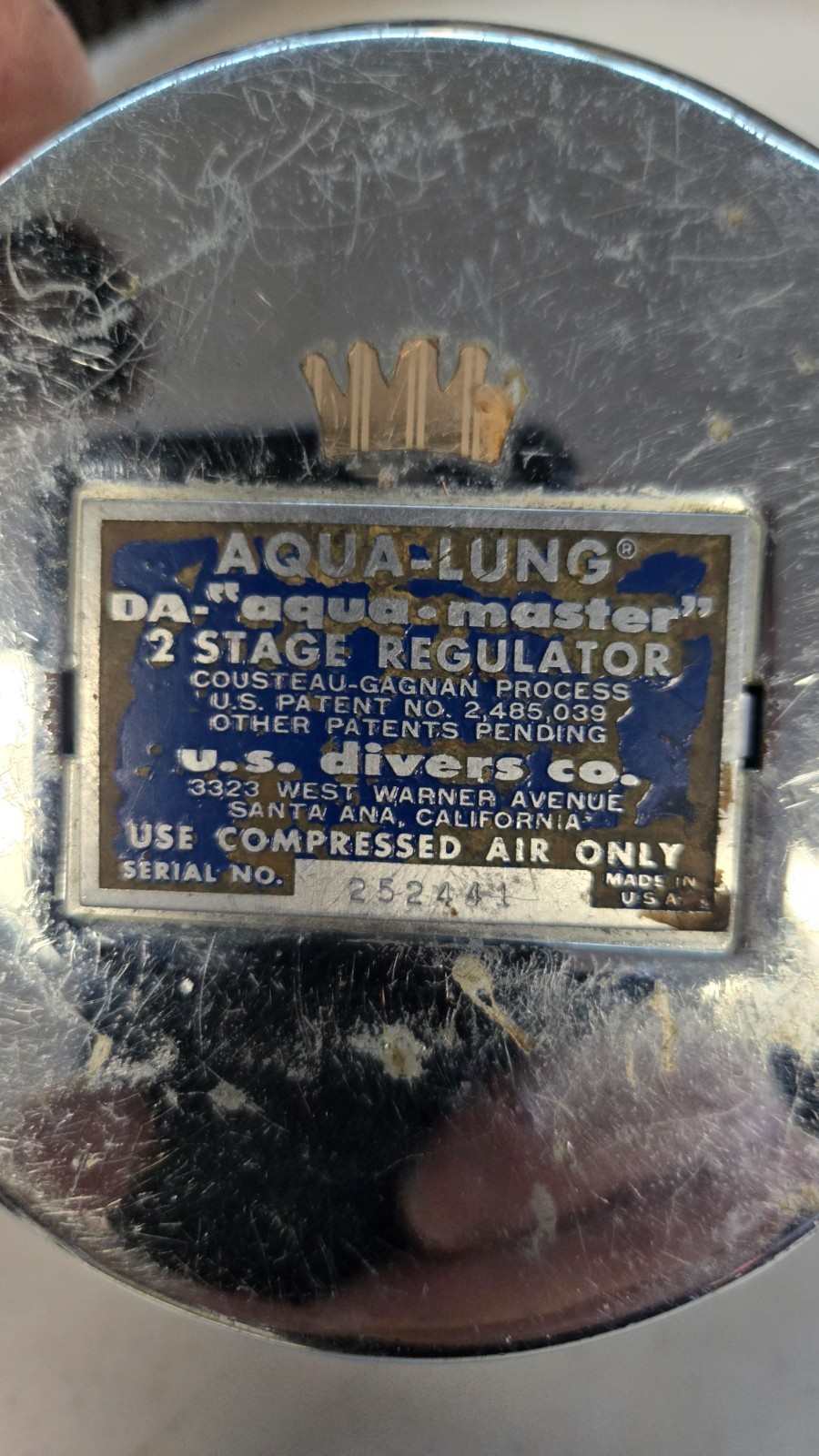 Scuba Regulator Very Rare Original Aqualung «DA -Aqua -Master» Double Hose
