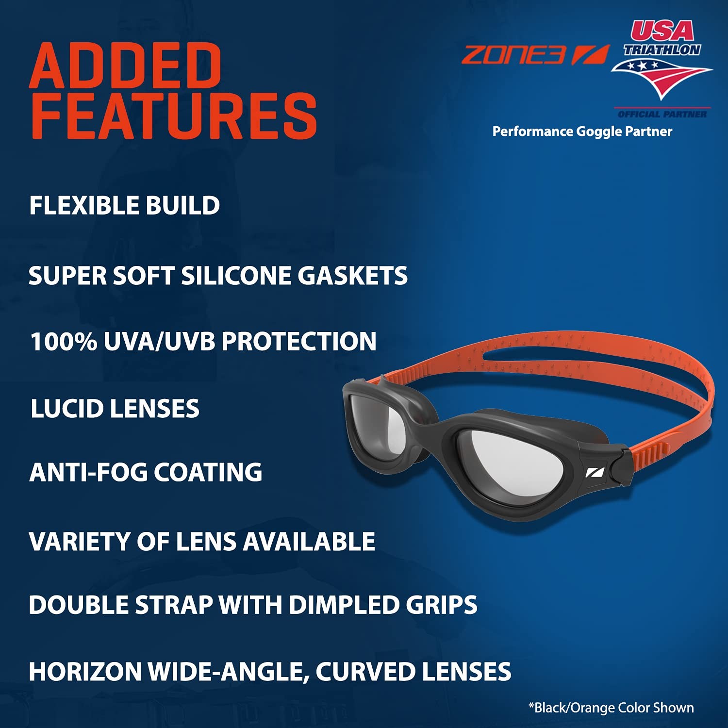 ZONE3 Venator-X Swim One Size, Black/Metallic Gold – Polarized Revo Lens