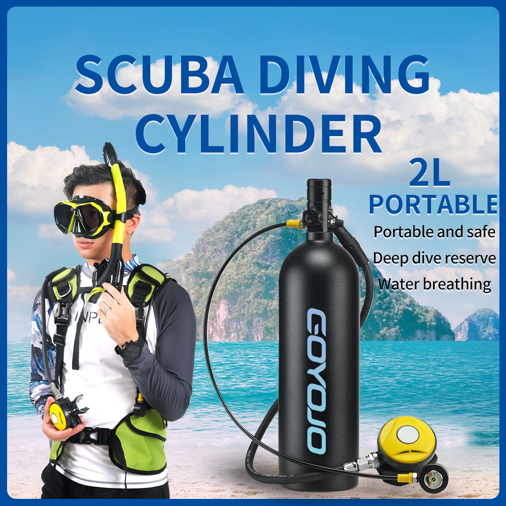 2L Scuba Tank Diving Tank Underwater Diving Glasses Vest Cylinder Oxygen Bottle