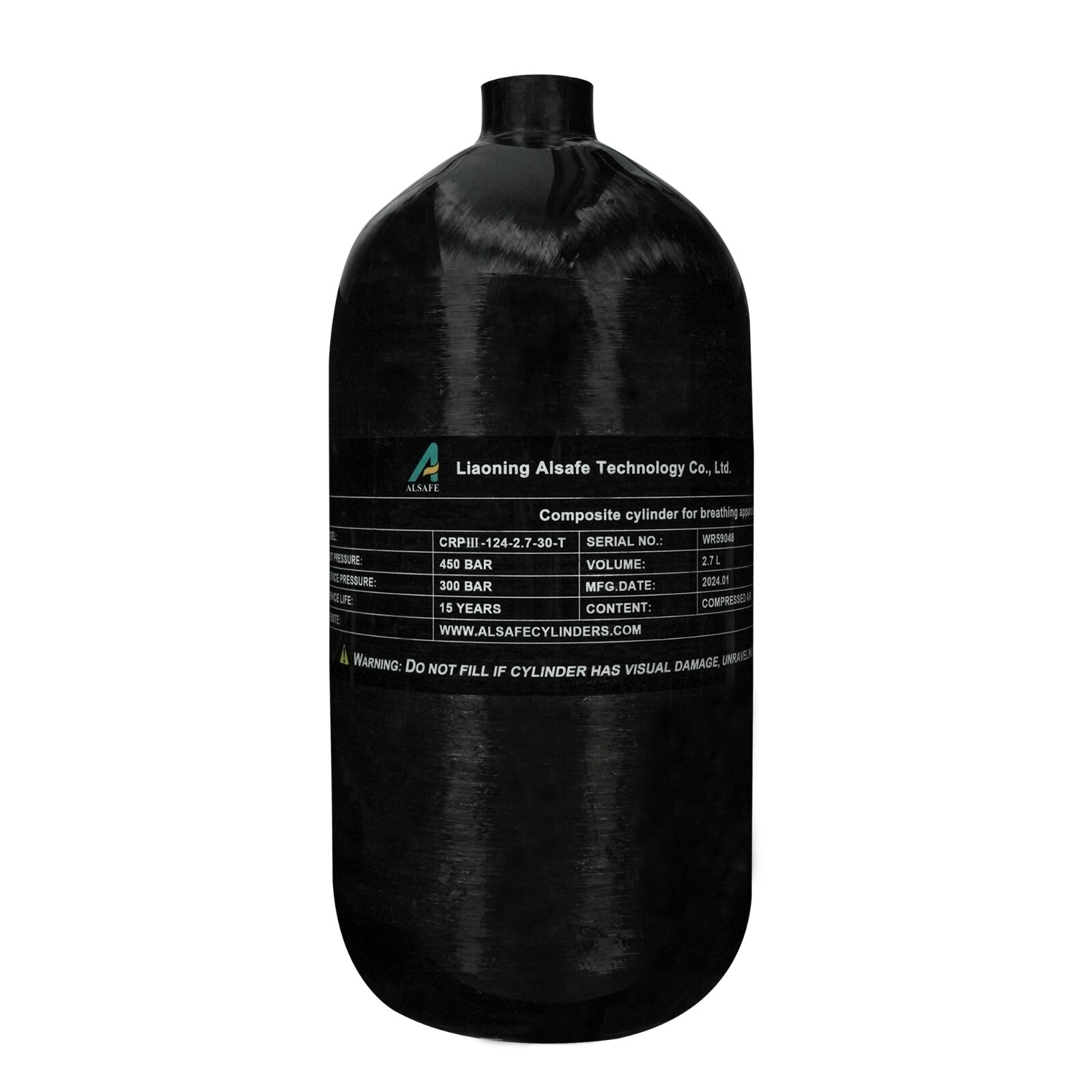 TUXING 4500Psi Pcp Air Tank 2.7L High Pressure Carbon Fiber HPA Paintball Tank