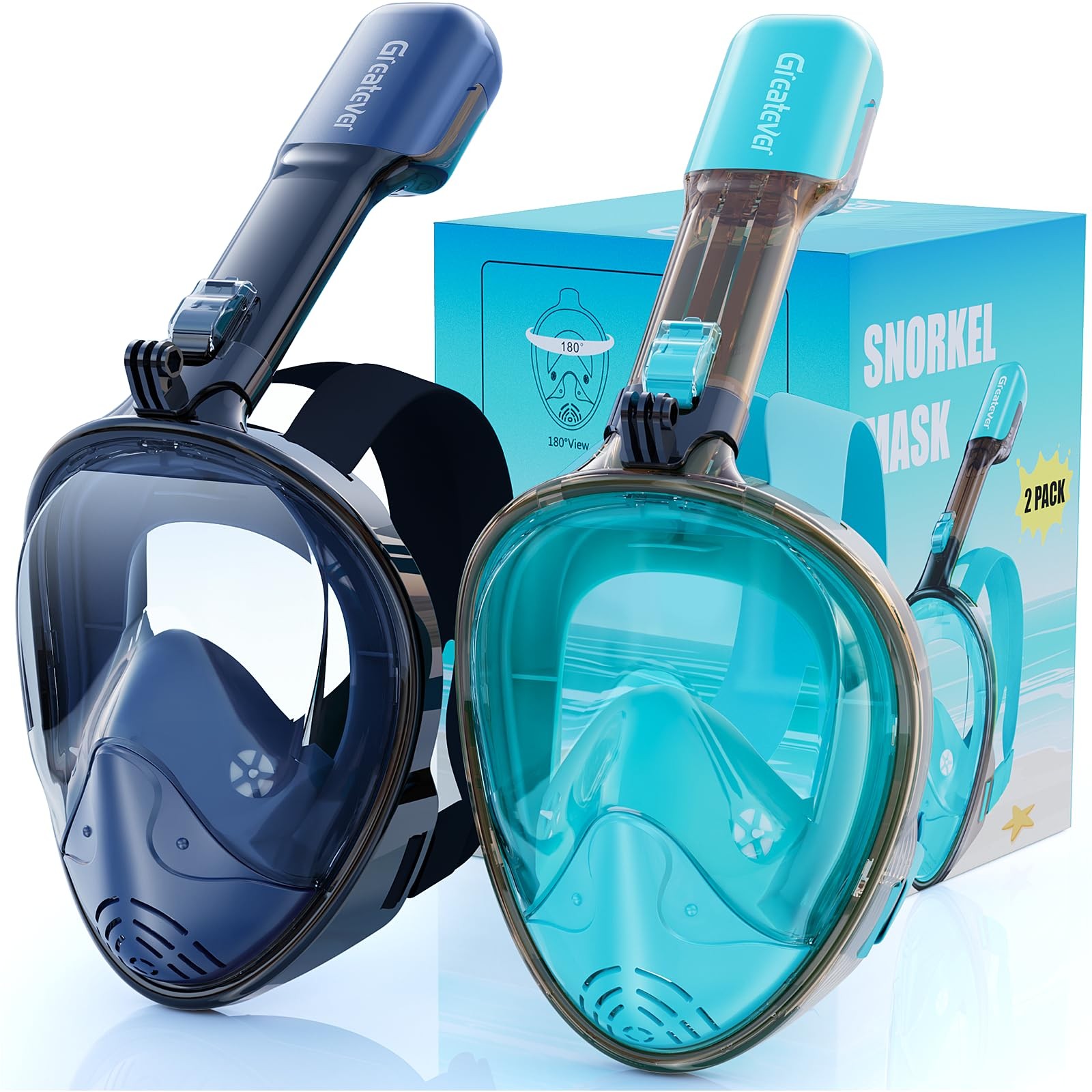 Greatever Full Face Snorkel Mask Snorkeling Gear For Adults Kids Latest Dry Top