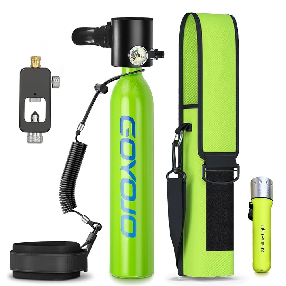 Mini 0.5L/1L/2L Scuba Diving Lung Tank Snorkel Set Mask Hand Pump Option Used