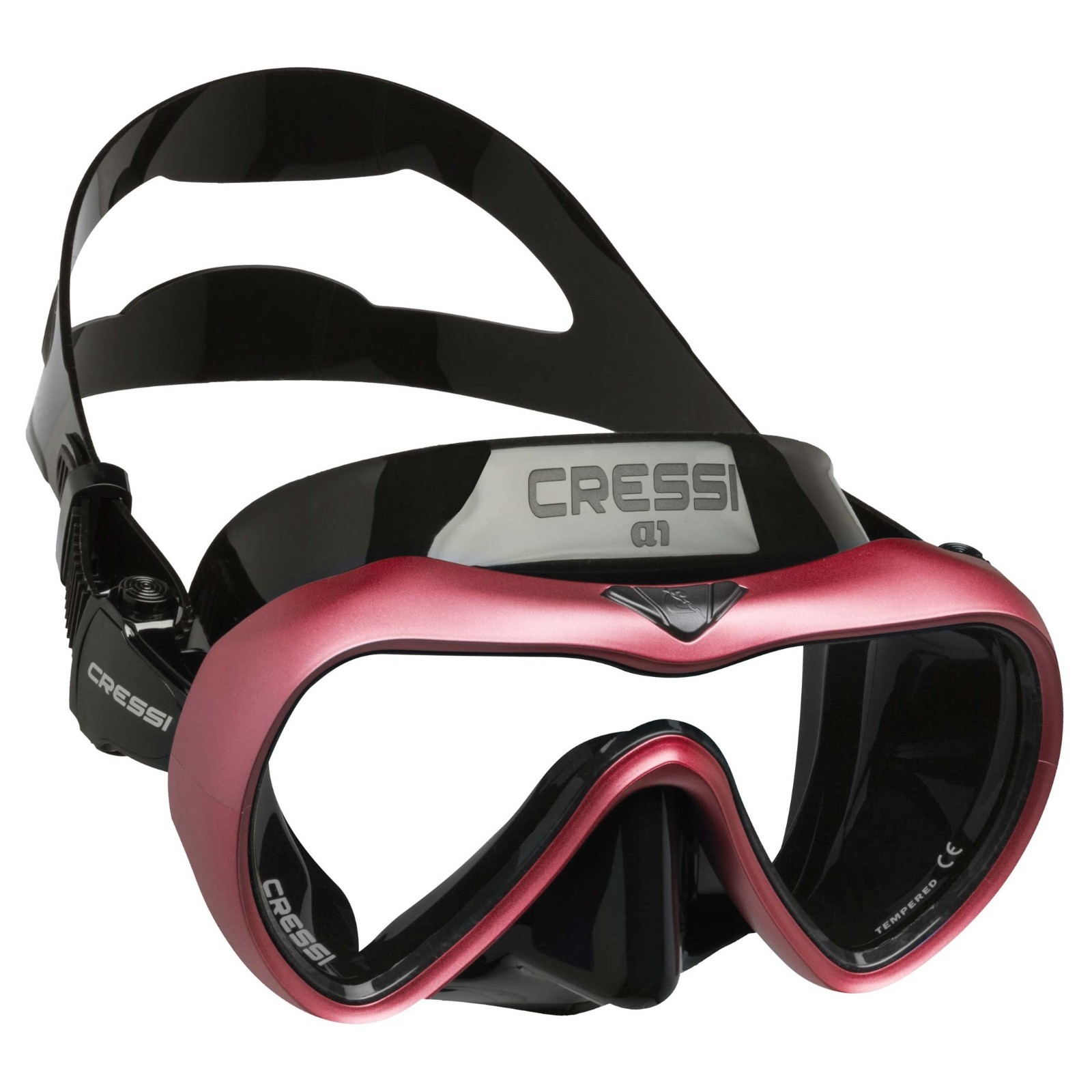 Cressi A1 Anti-Fog Mask – Black/Pink – Clear Lens – Open Box