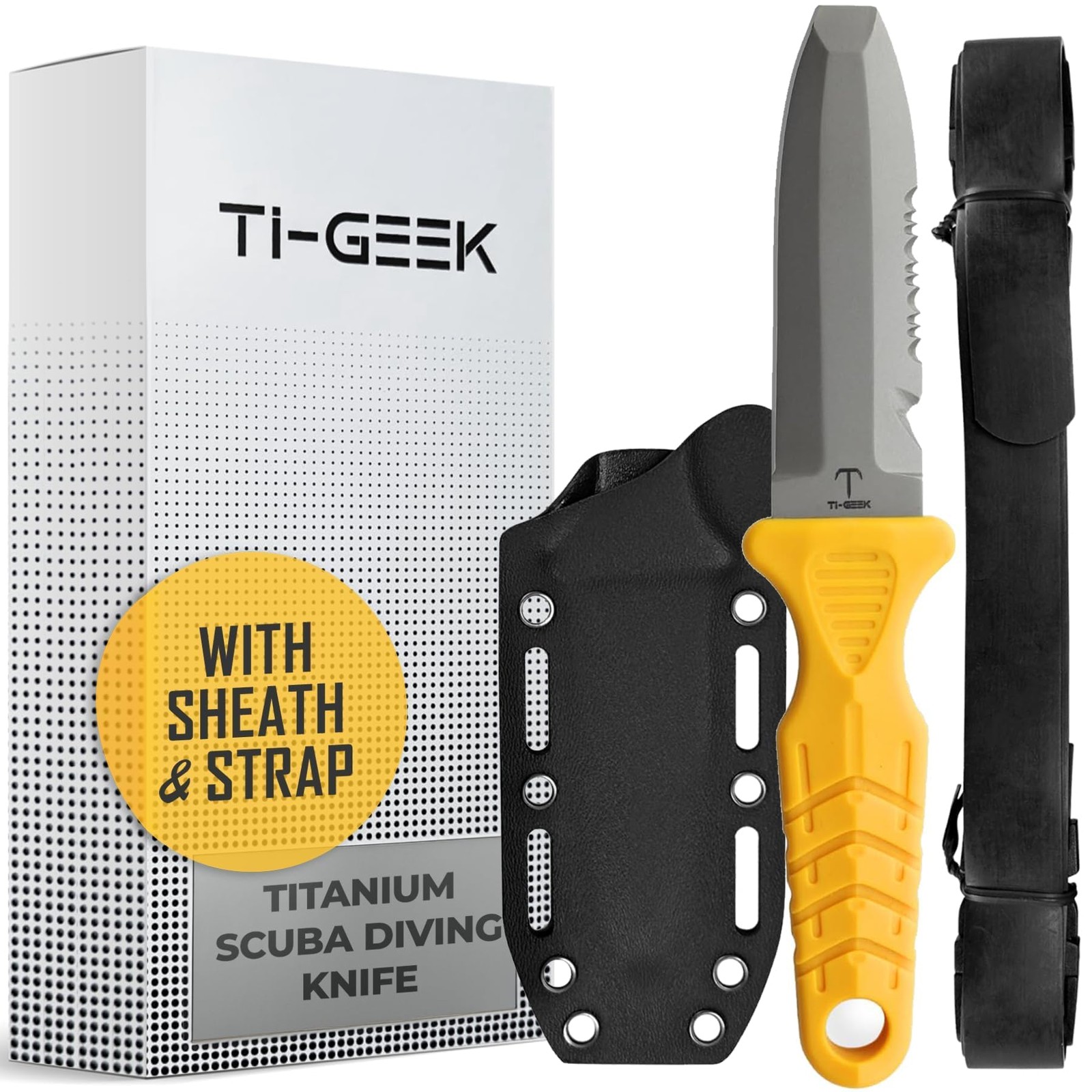 Titanium Survival Scuba Diving Fixed Blade Knife with Sheath & Straps – Holst…