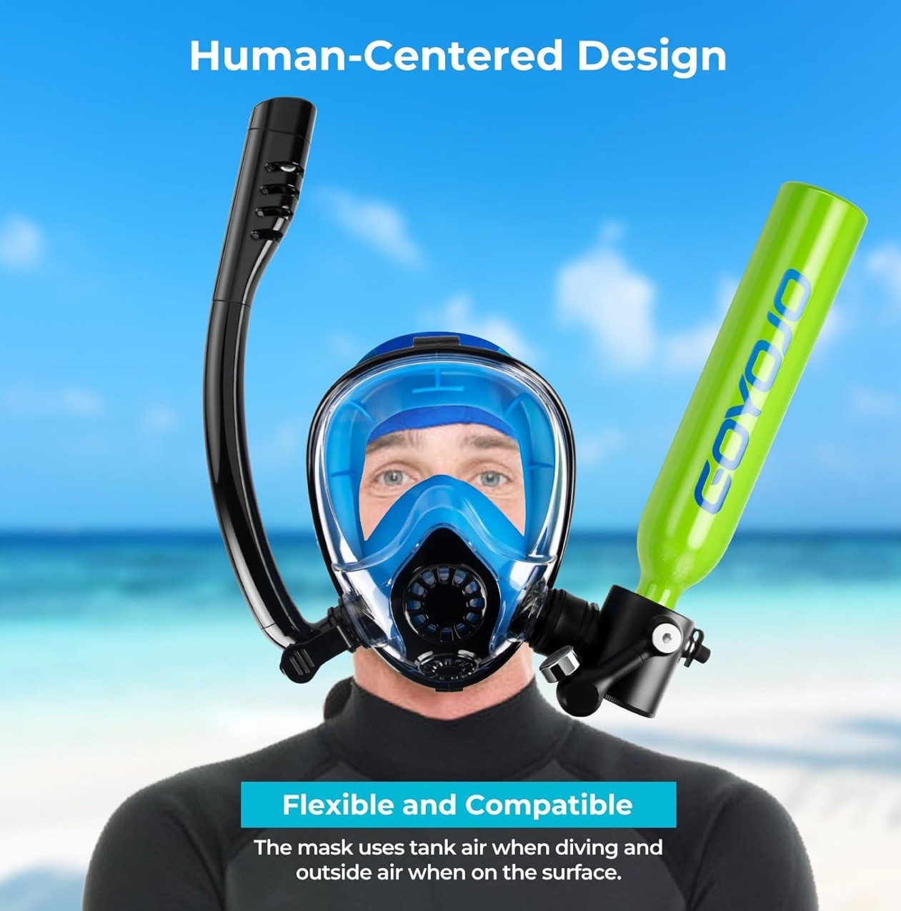 GOYOJO 0.5L Mini Scuba Tank with Snorkel Mask – Portable Underwater Air Supply