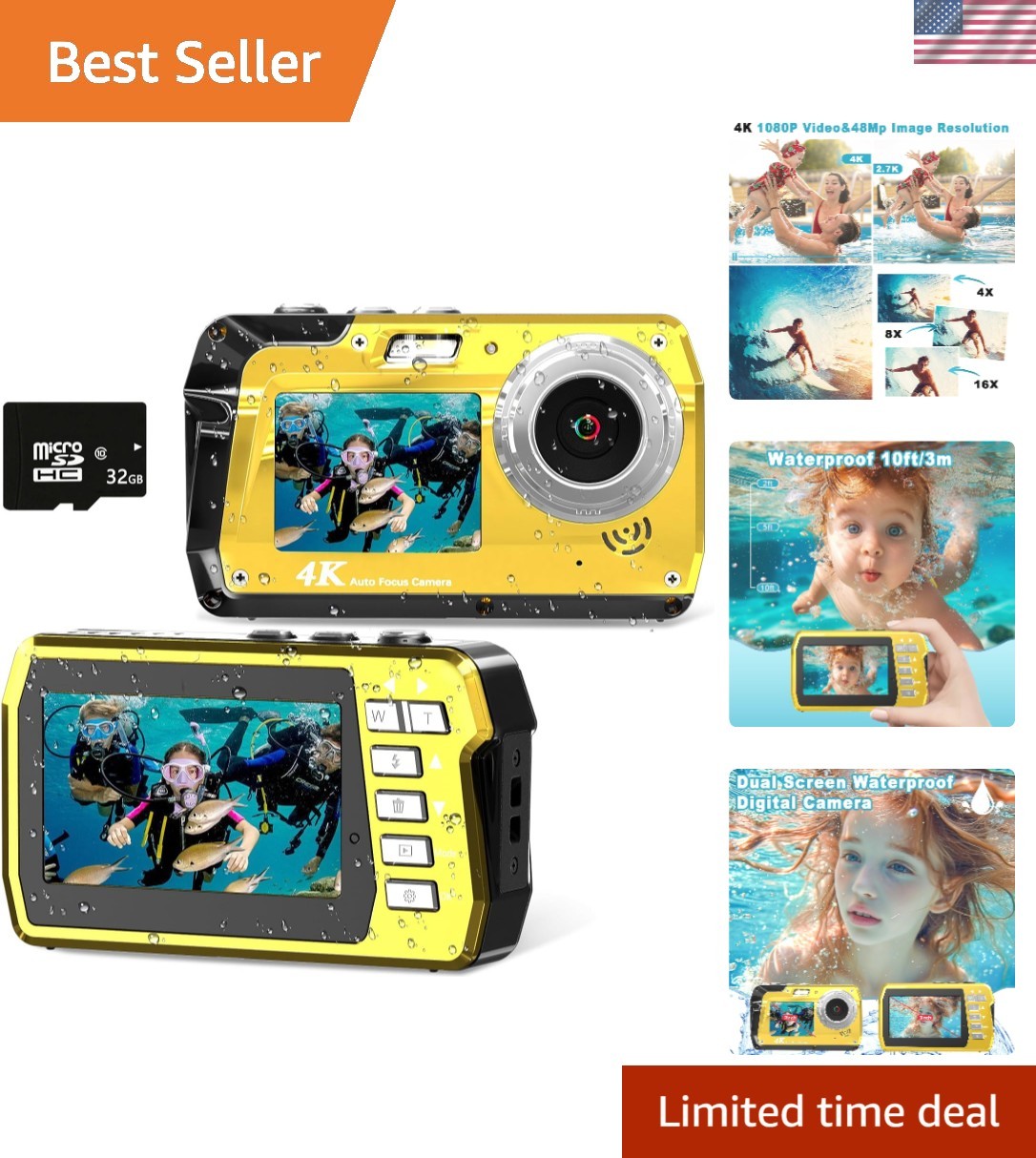 Ultimate Underwater Photography: 48MP Waterproof Camera with Face Detection