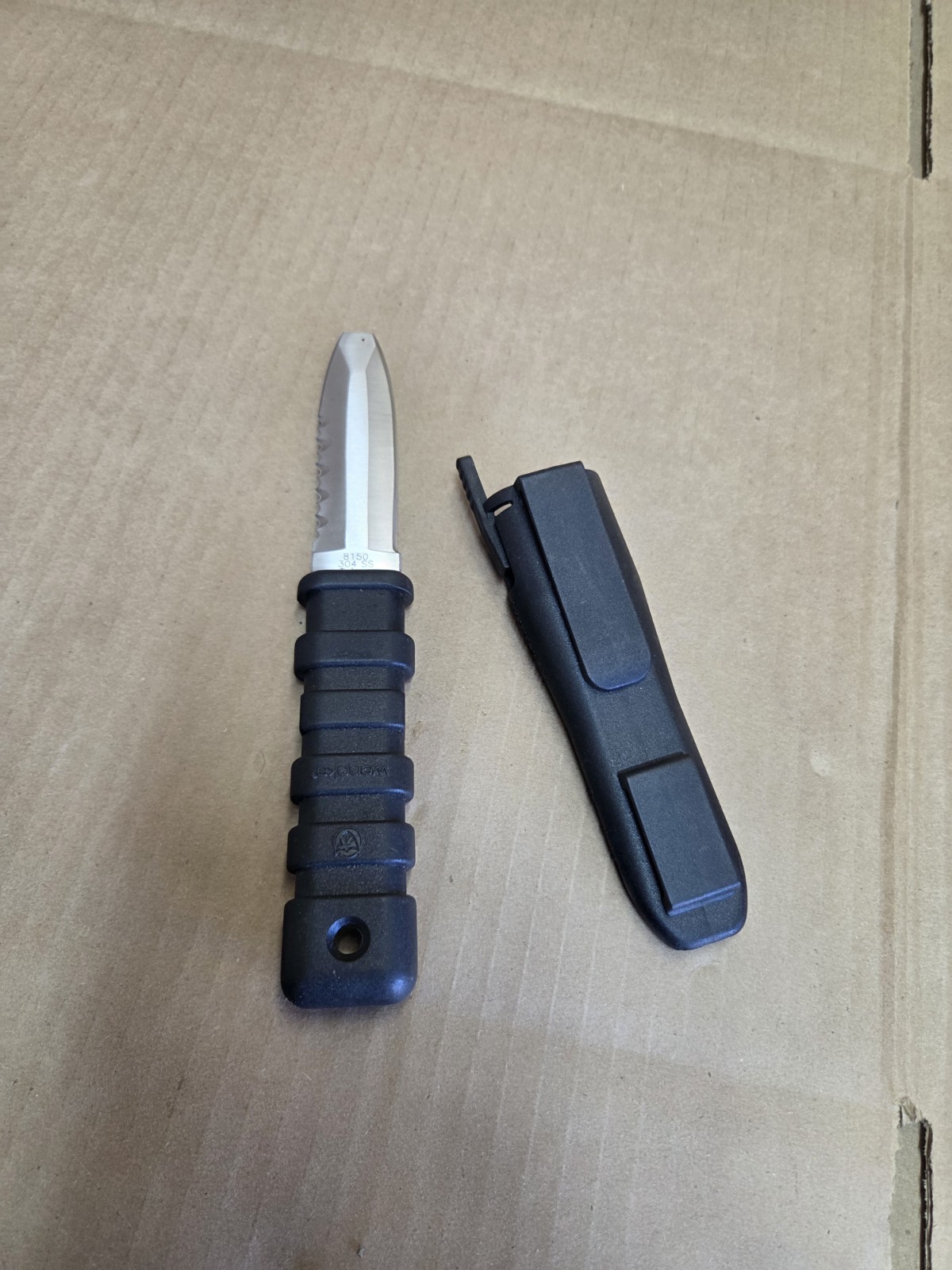 Wenoka Deep See 304 SS Blackie Collins Blunt Tip Dive Knife Scuba Gear
