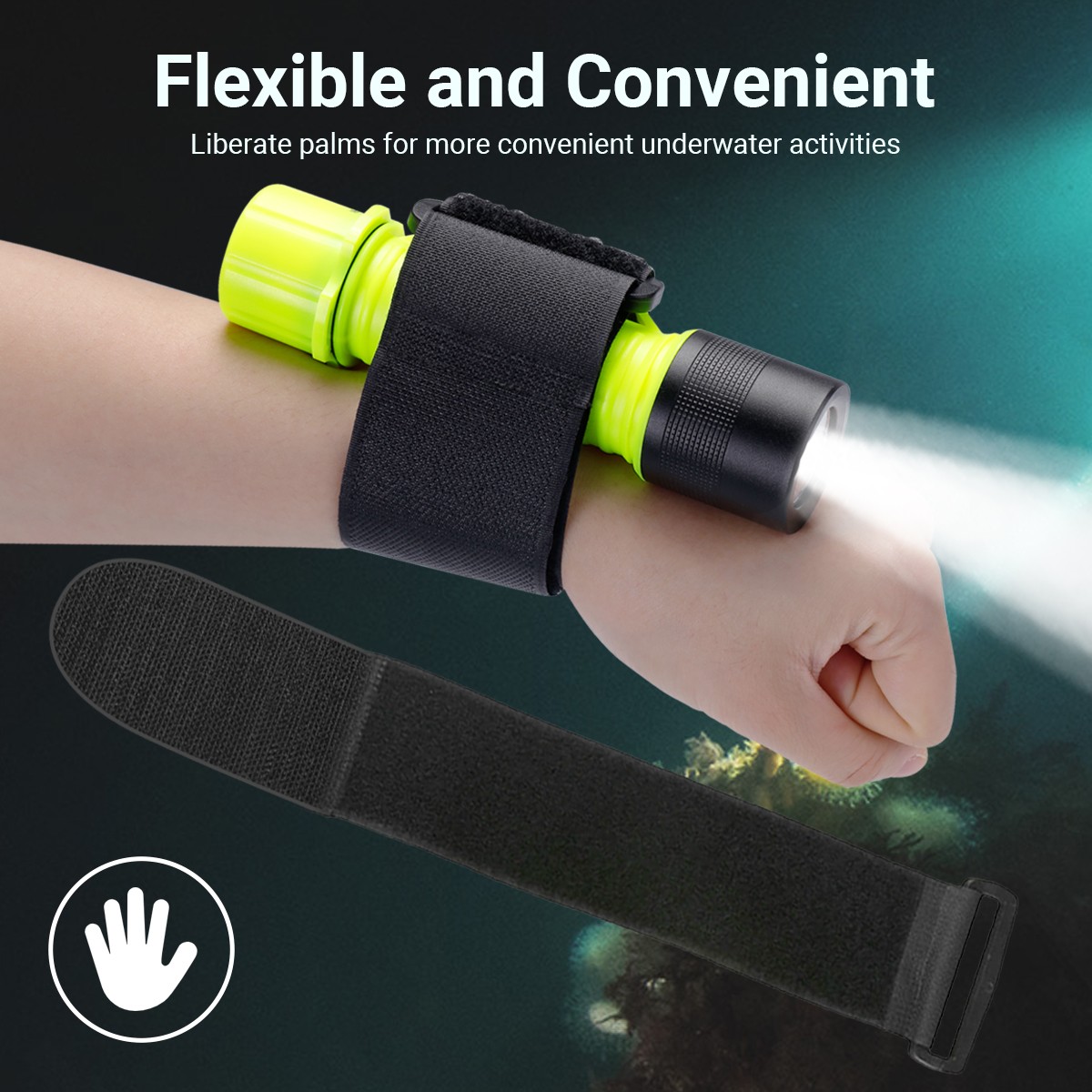 Professional Scuba Diving Flashlight Underwater 80ft Waterproof LED Dive Torch