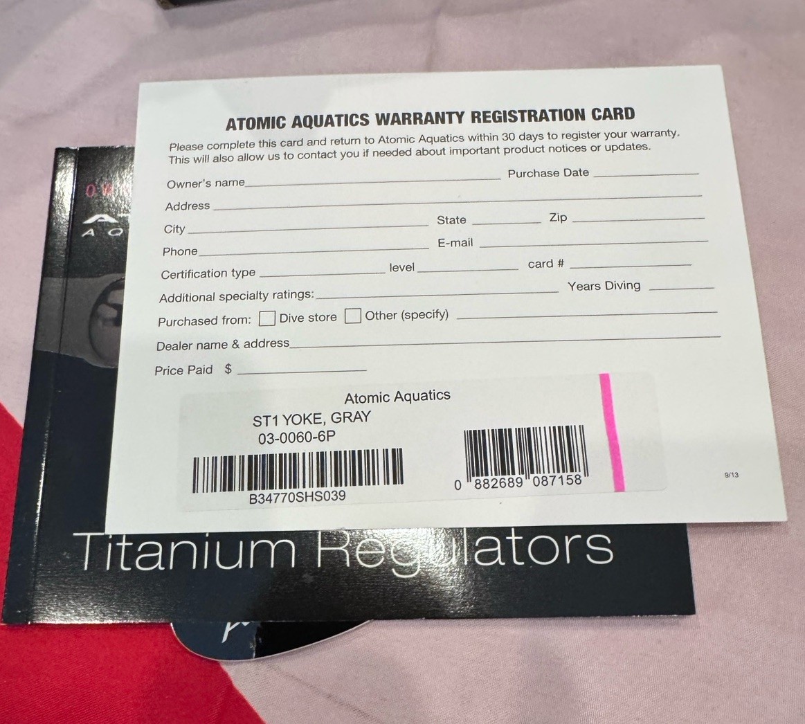 ATOMIC AQUATICS ST1 BLACK EDITION NIB AWESOME REGULATOR (RETAIL$1600)