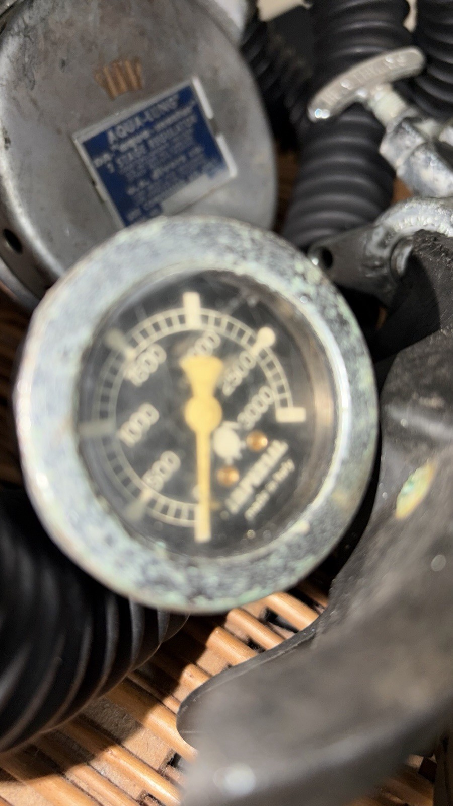 Aqua-Lung Aqua-Master Rare, Vintage 2-Stage Regulator w/ Hoses, Gauge, Conshelf!