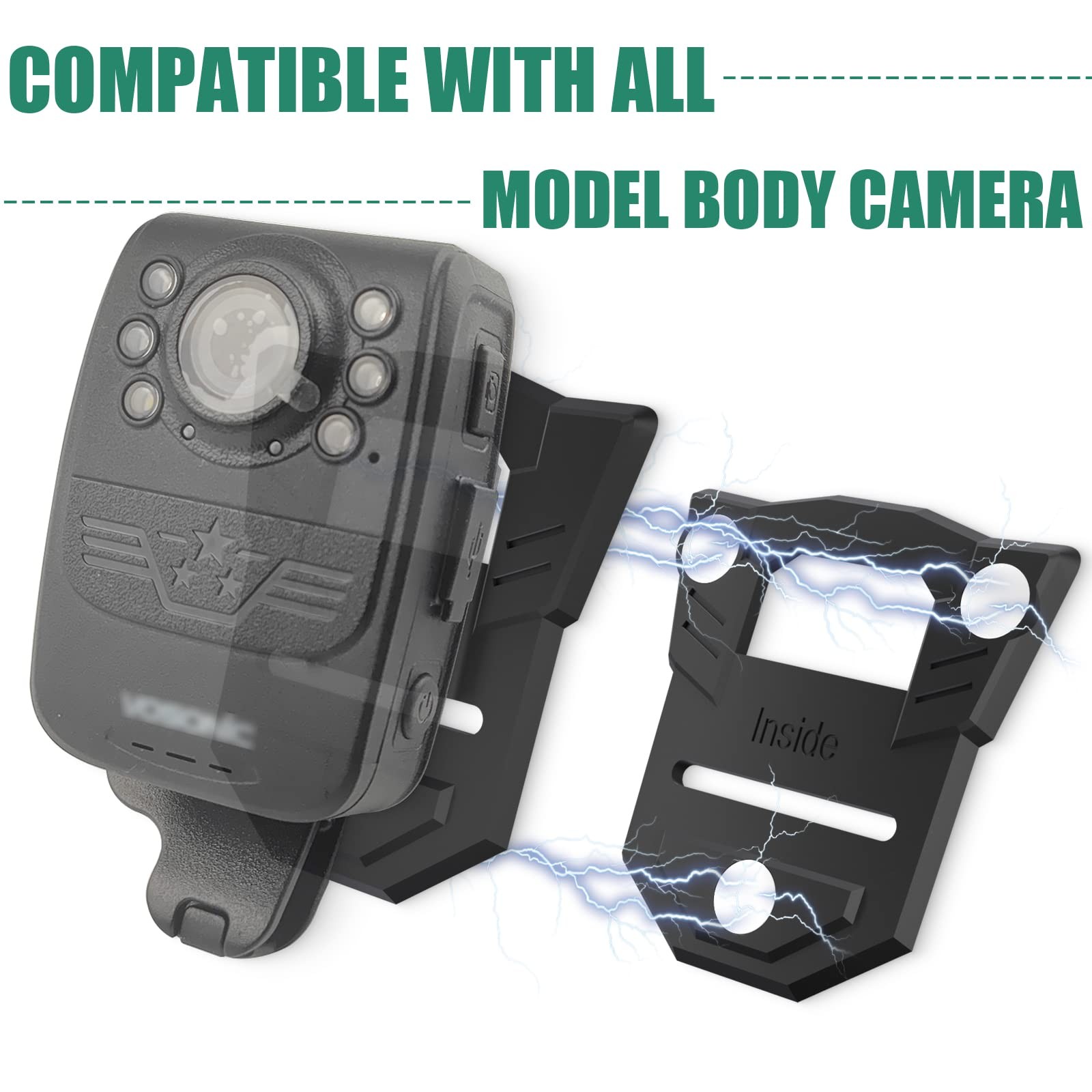 RUKUHOT Body Camera Mount, Universal Mounts & Clamps Fit for All Black
