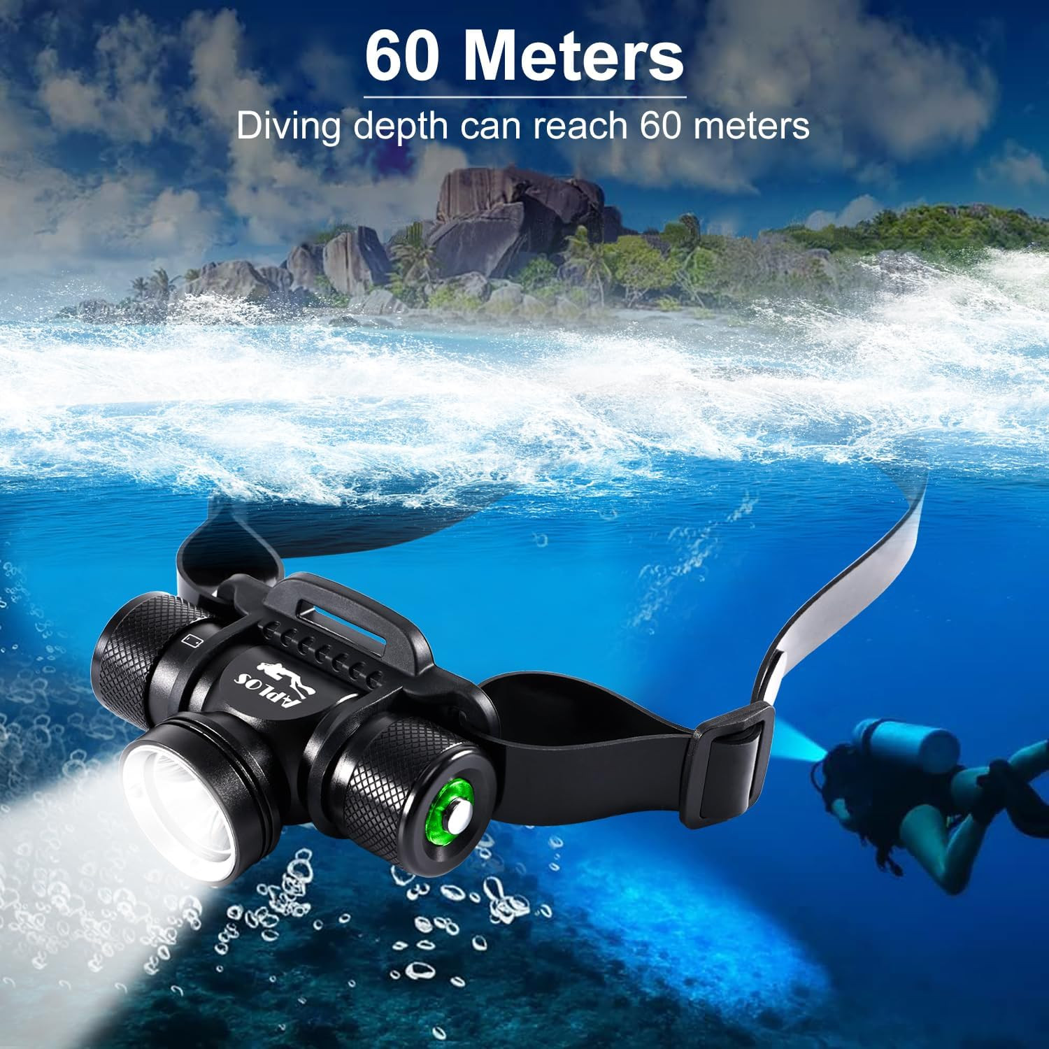 APLOS HP900 Diving Headlamp Rechargeable – 3000 Lumen Super Bright Scuba Dive Fl