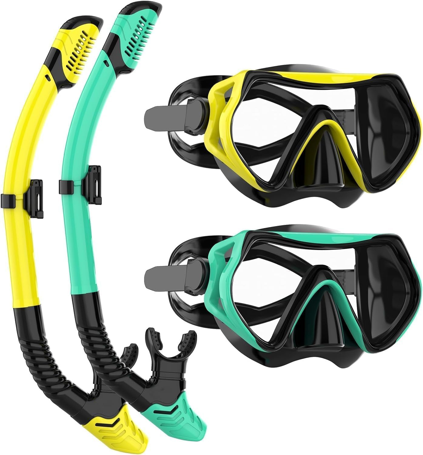Snorkeling Gear for Adults, Snorkel Mask Set with 180 Degree Tempered Glass ant